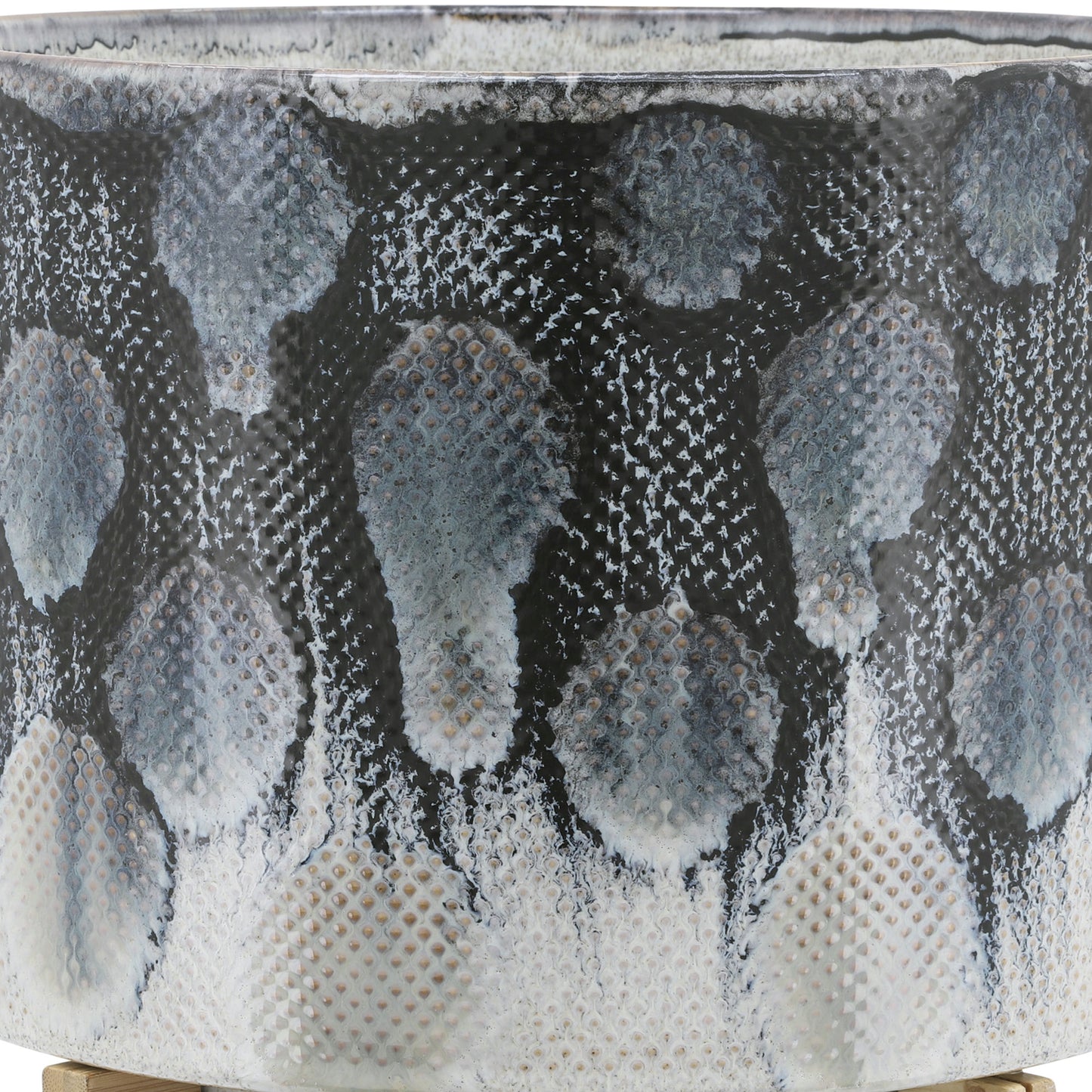 Cer, 10" Snakeskin Planter W/ Stand, Blue