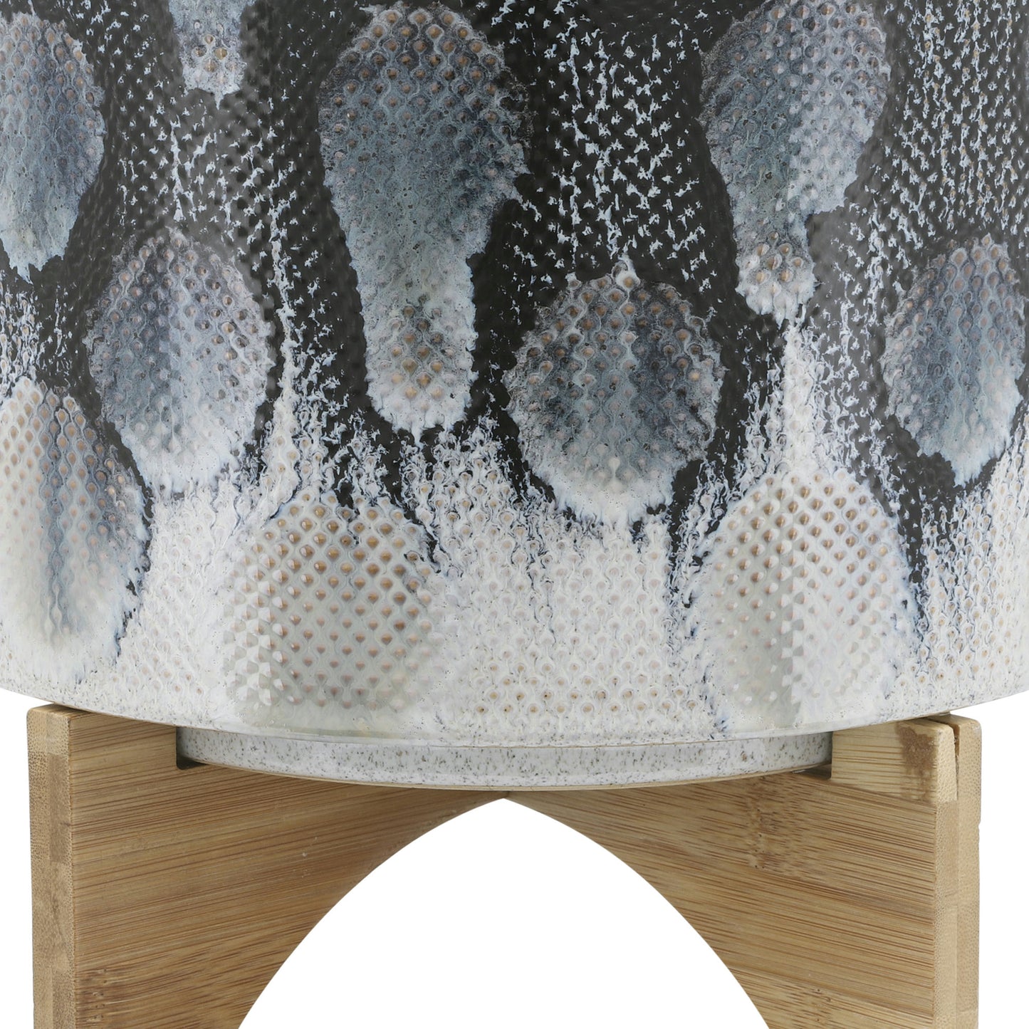 Cer, 10" Snakeskin Planter W/ Stand, Blue