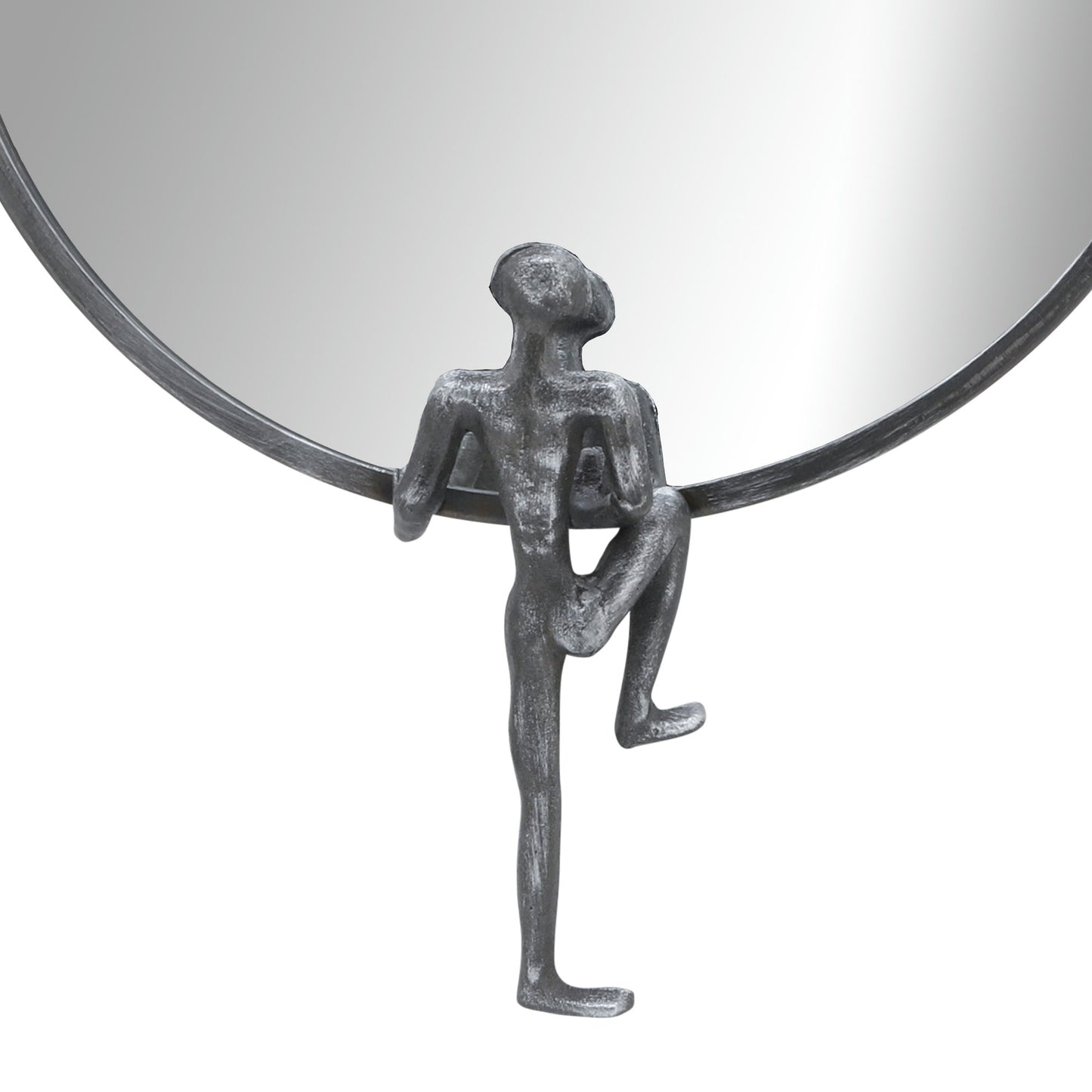 Metal, 24"h, Mirror With Man Deco, Black