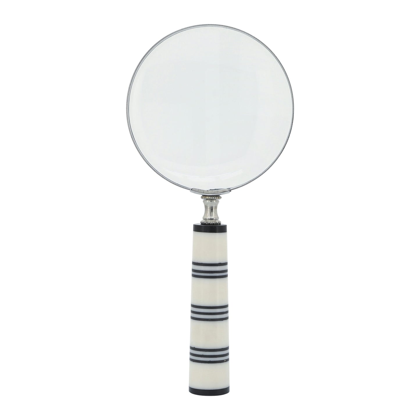 Resin, 4"d Striped Magnifying Glass, Black/white