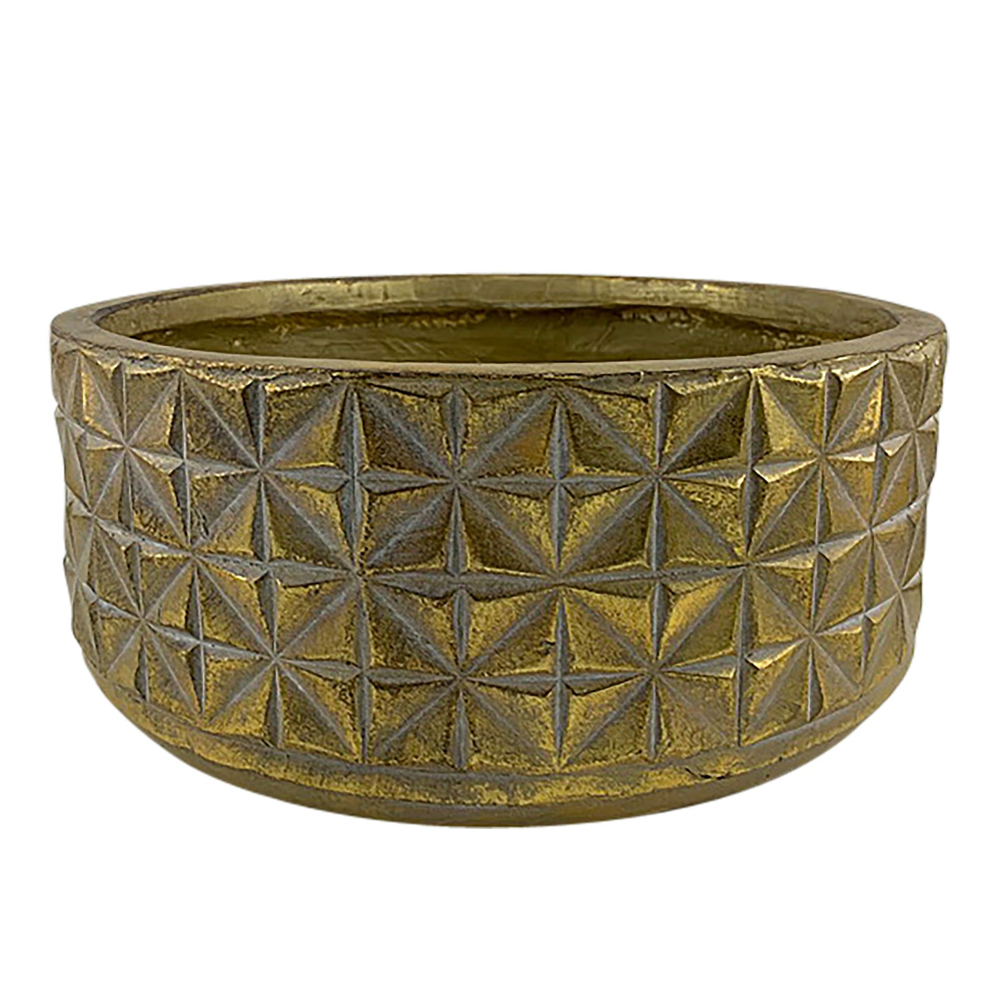 Resin, 15"d Textured Planter, Gold