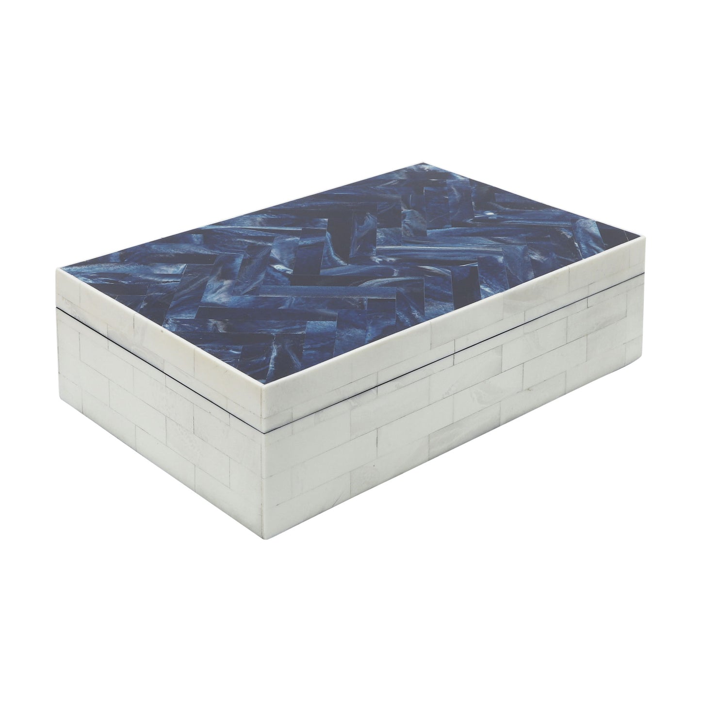 Resin S/2 Herringbone Boxes, Navy