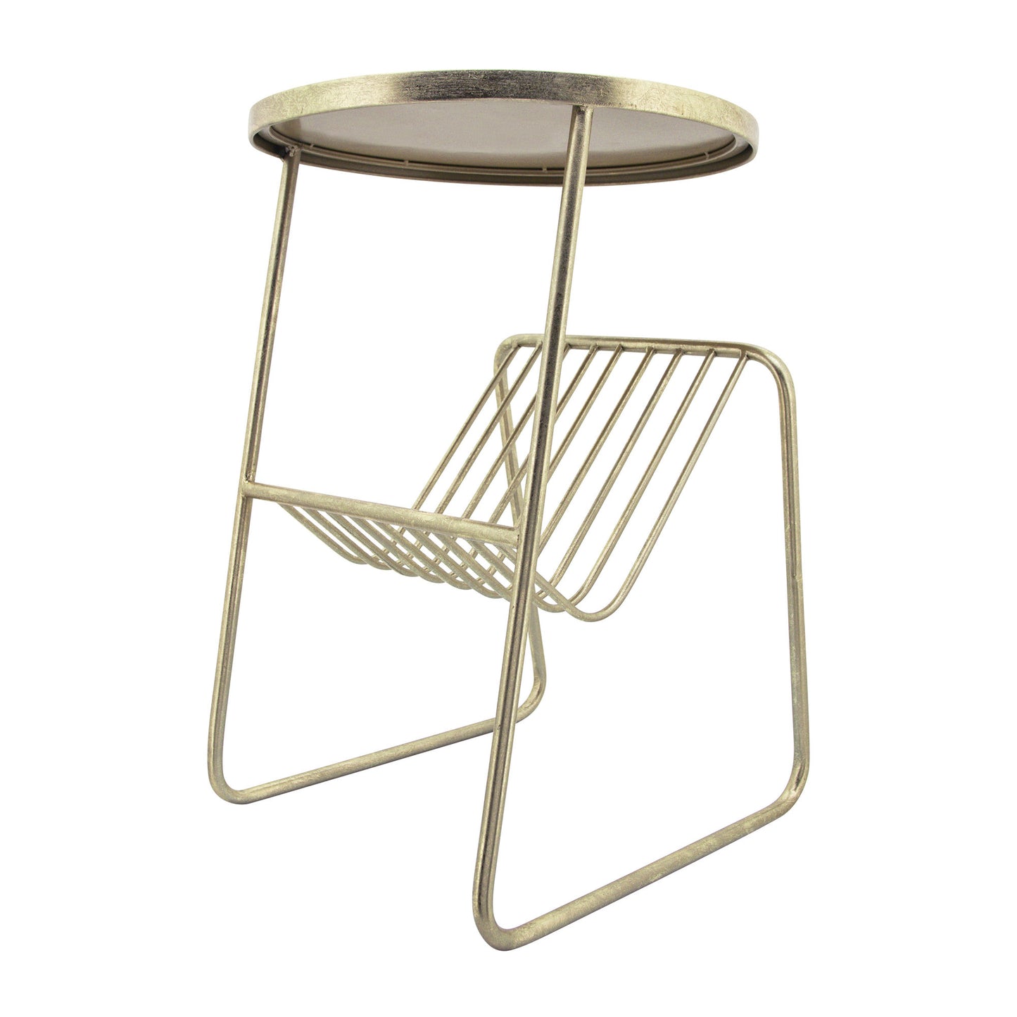 Metal, 26"h Mirrored Side Table/rack, Gold