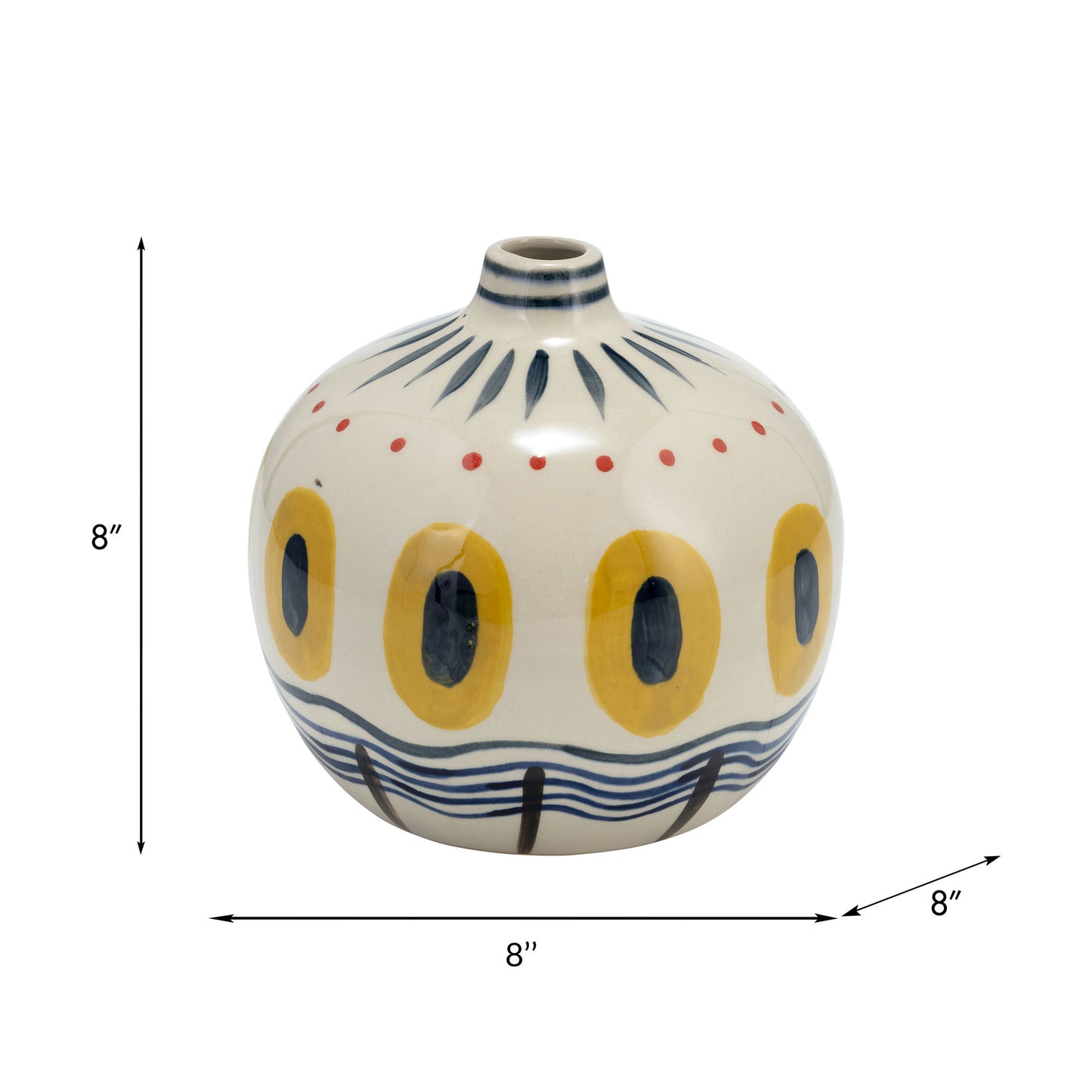 Cer, 8"h Tribal Vase, Ivory