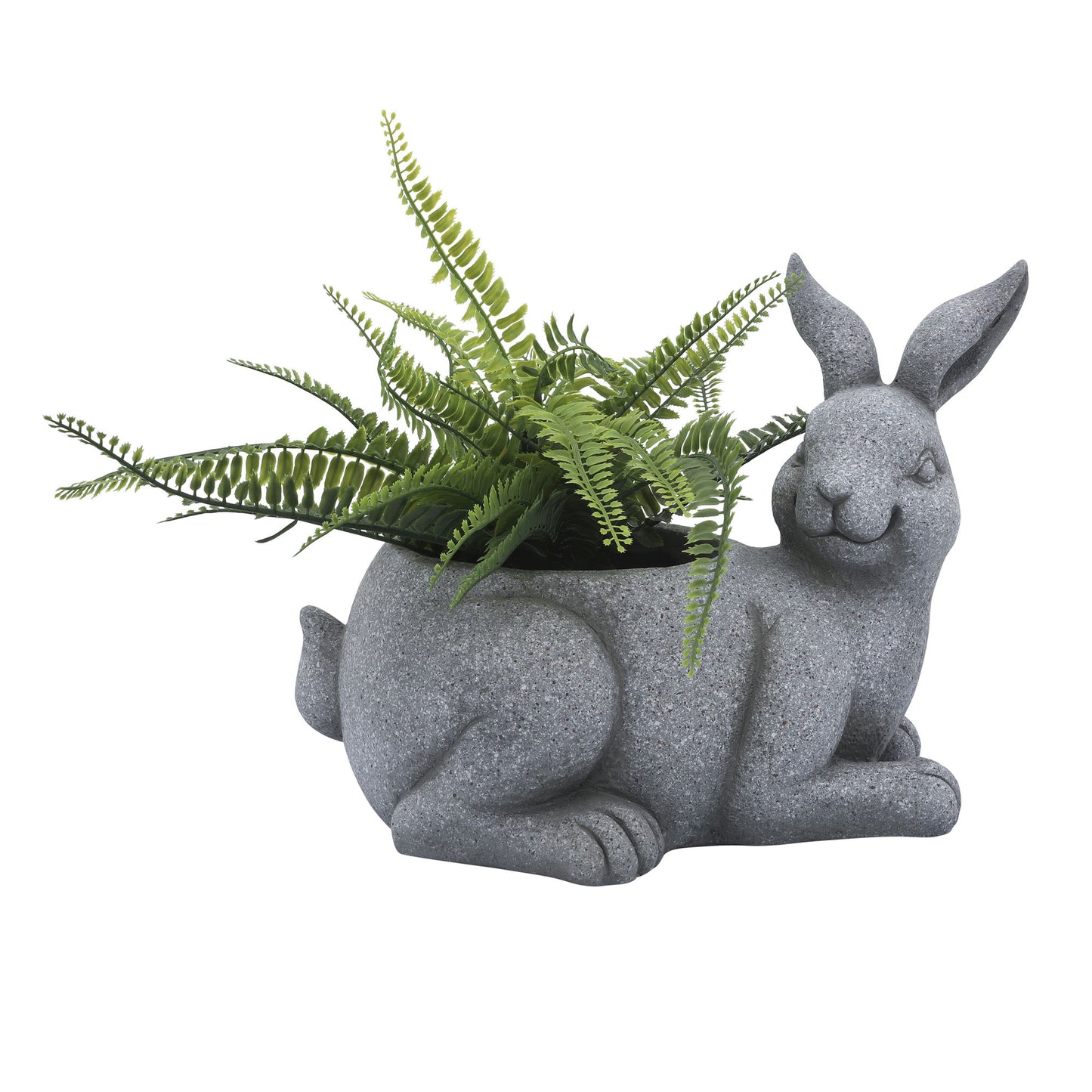 Resin, 15"d Sitting Bunny Planter, Gray