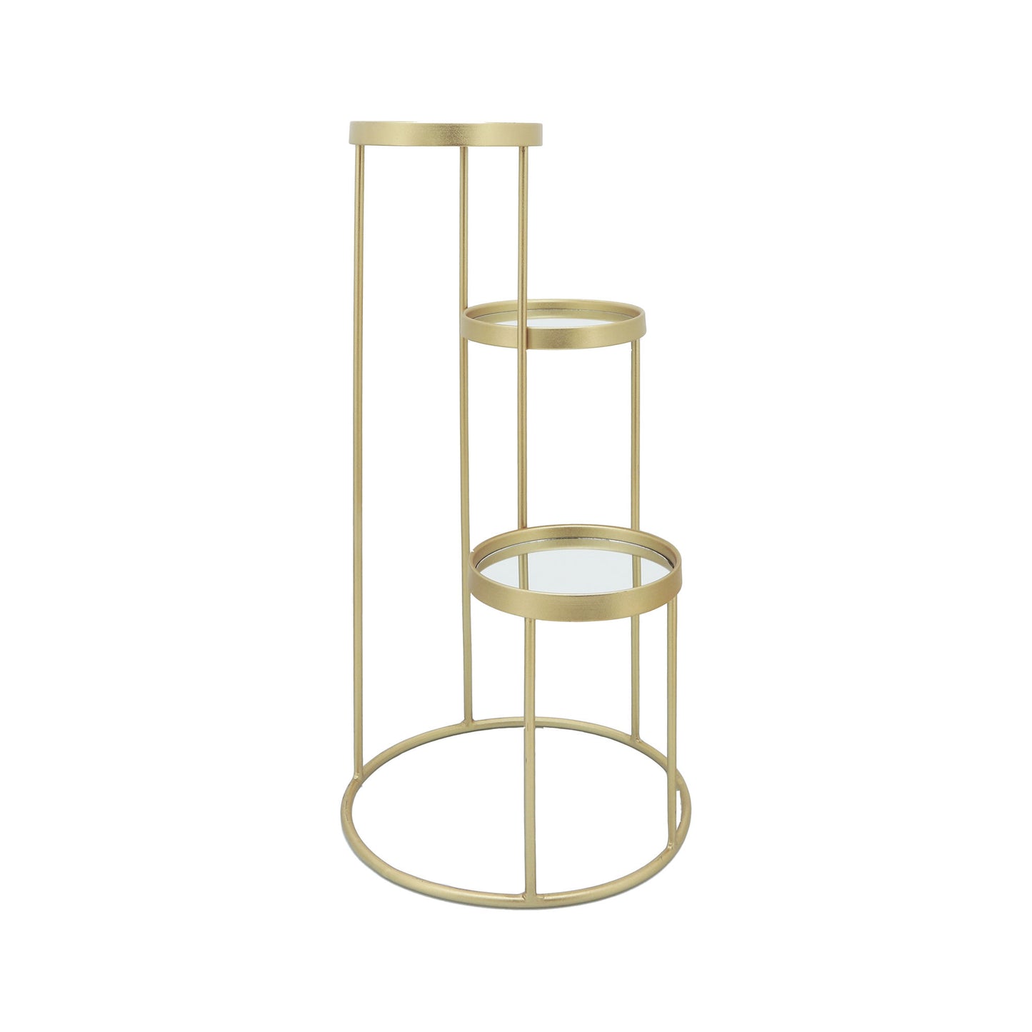 Metal, S/2 22/27"h 3-tiered Plant Stand, Gold