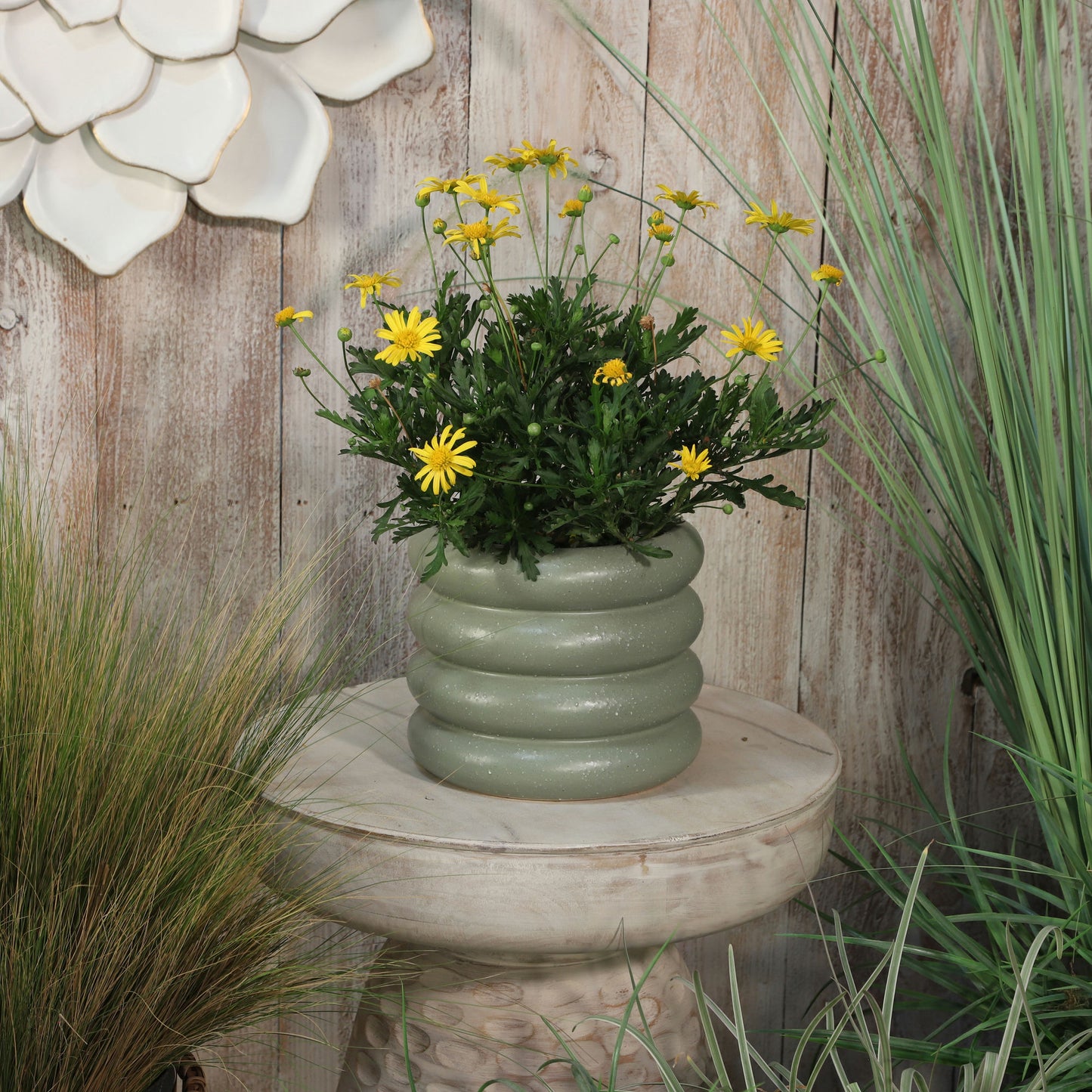 Cer, 8" Bibendum Planter, Green