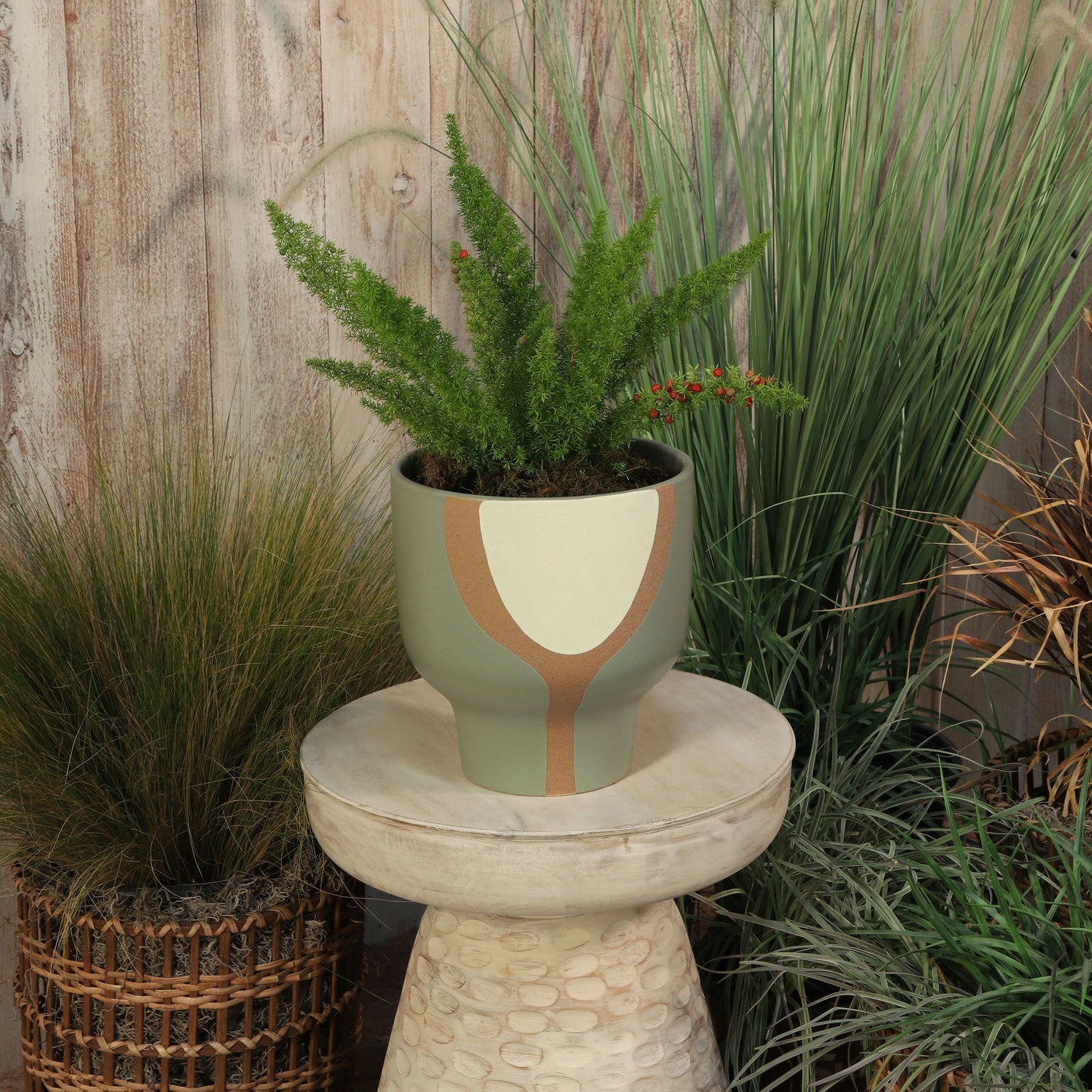 Cer, 10" Mushroom Planter, Mint