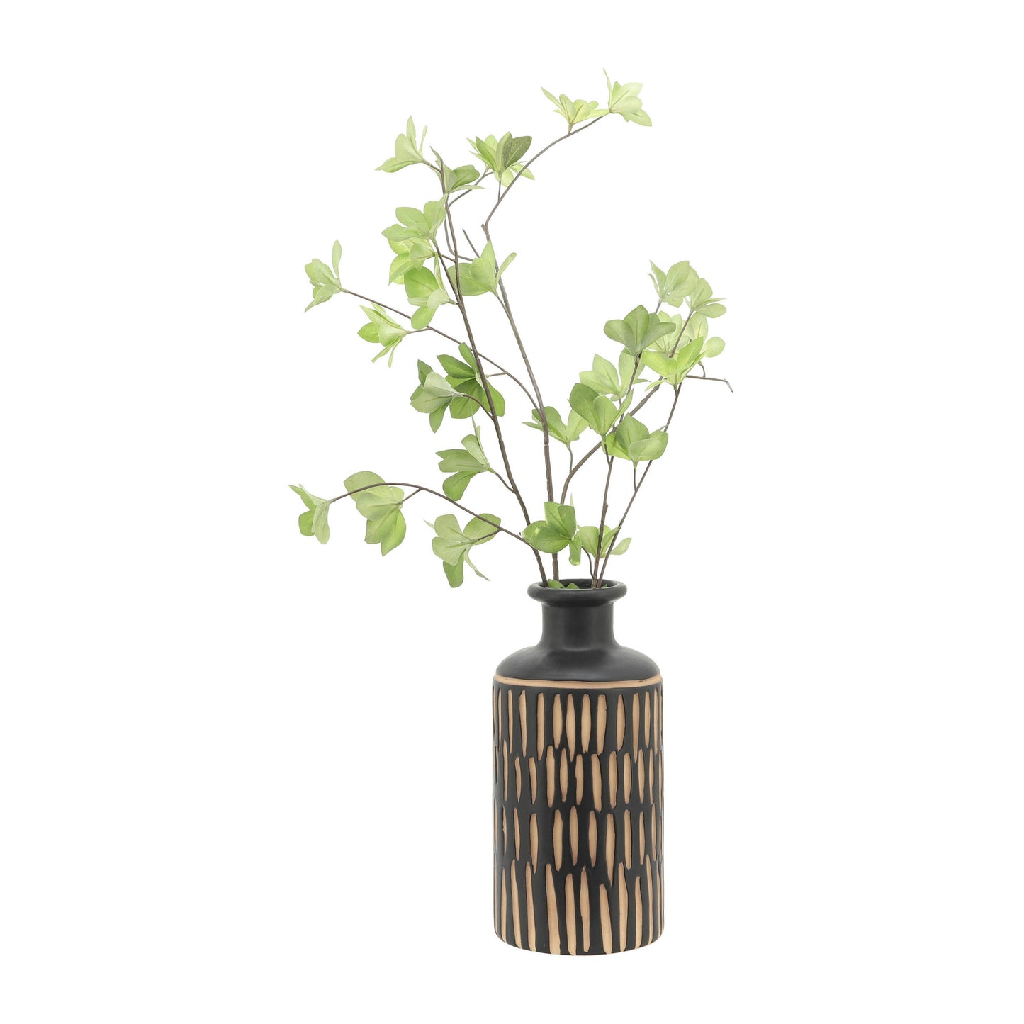 Cer, 10"h Tribal Vase, Black