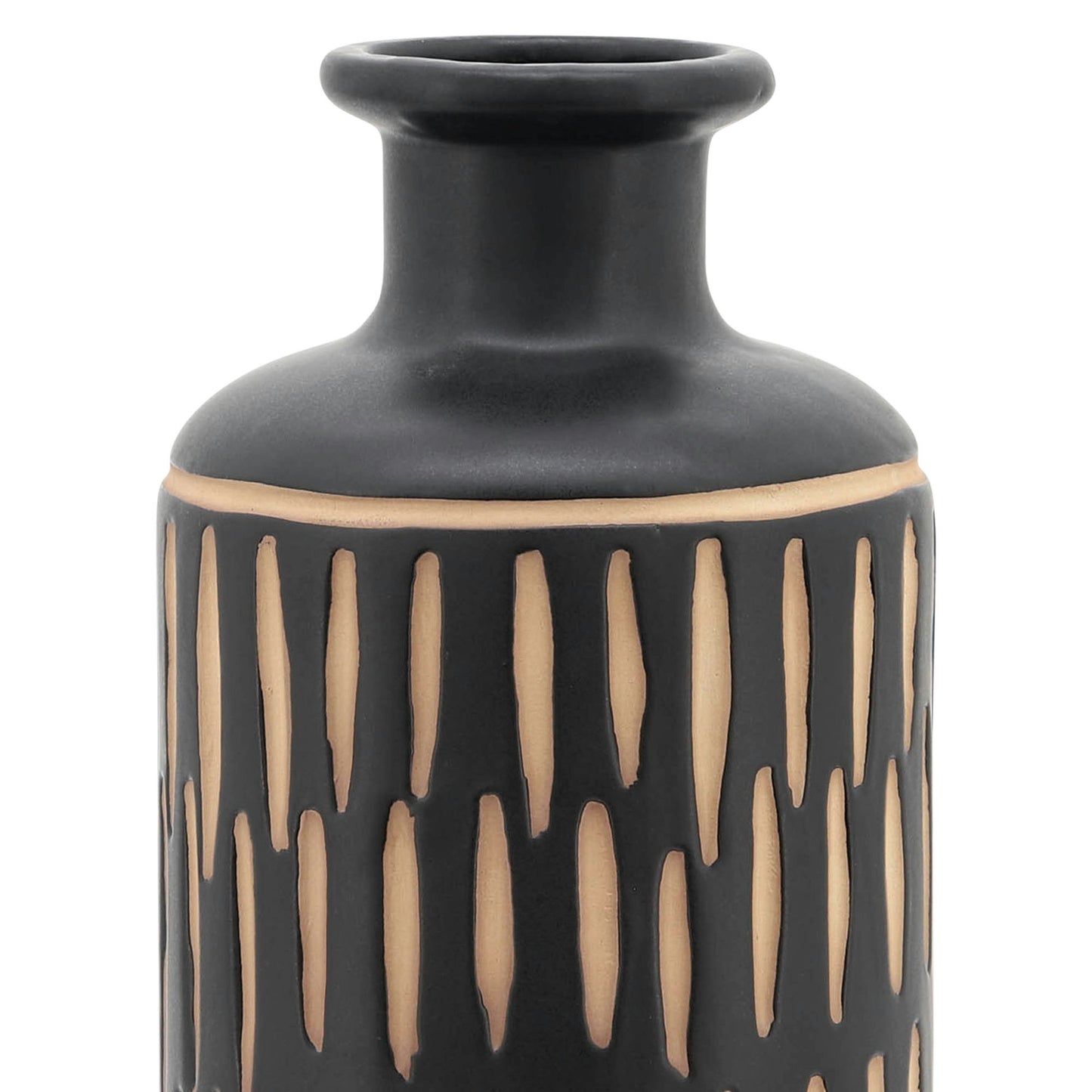Cer, 10"h Tribal Vase, Black