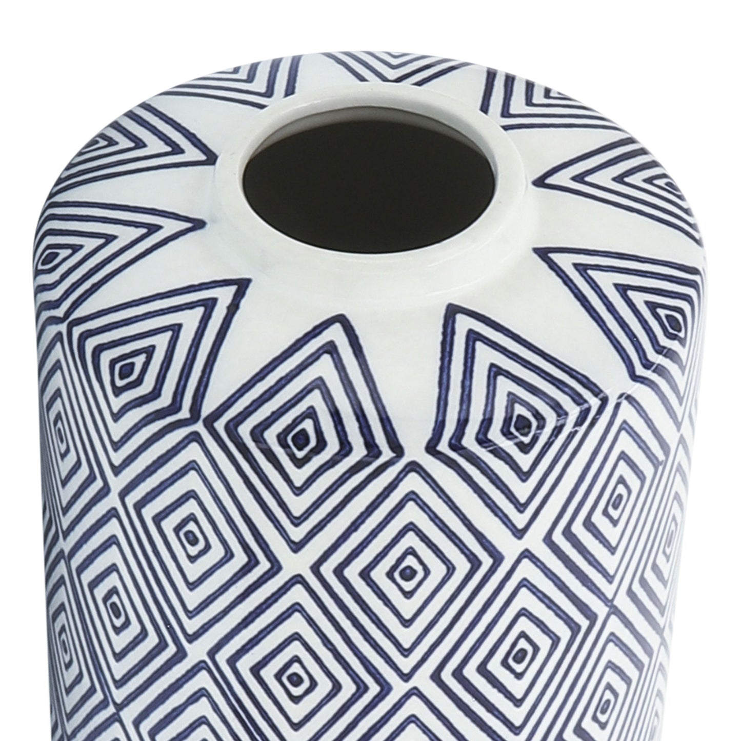 Cer, 9"h Diamond Jar W/ Lid, Blue