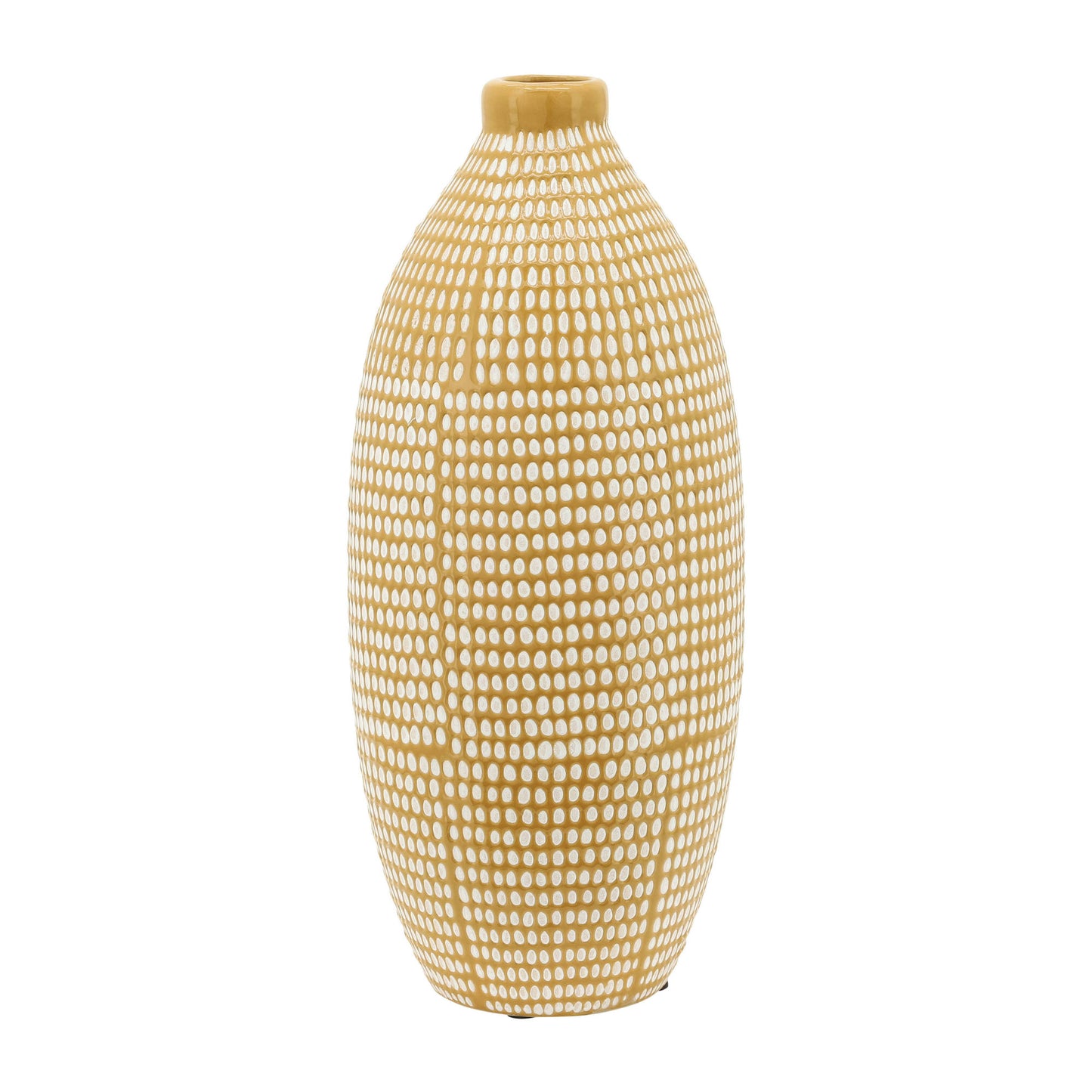 Cer, 12"h Dotted Vase, Tan