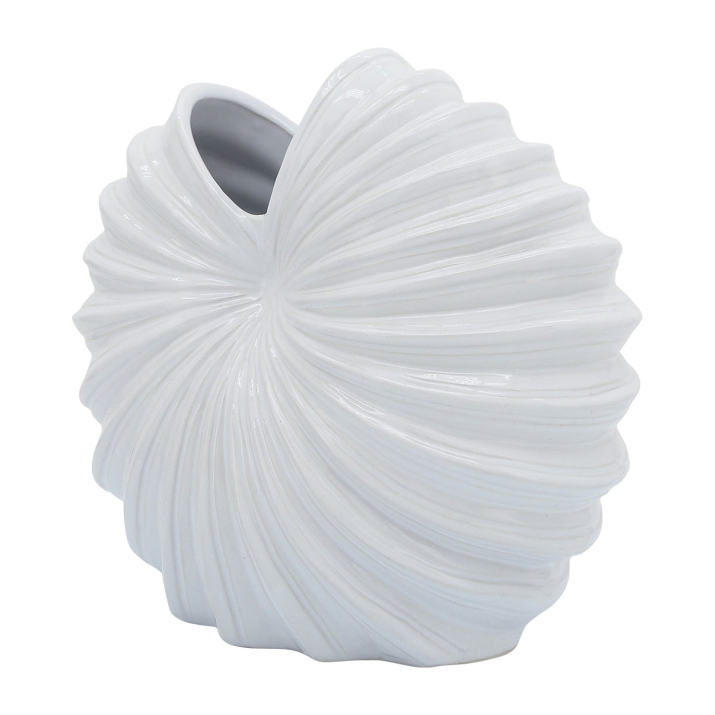 Cer, 12" Shell Vase, White