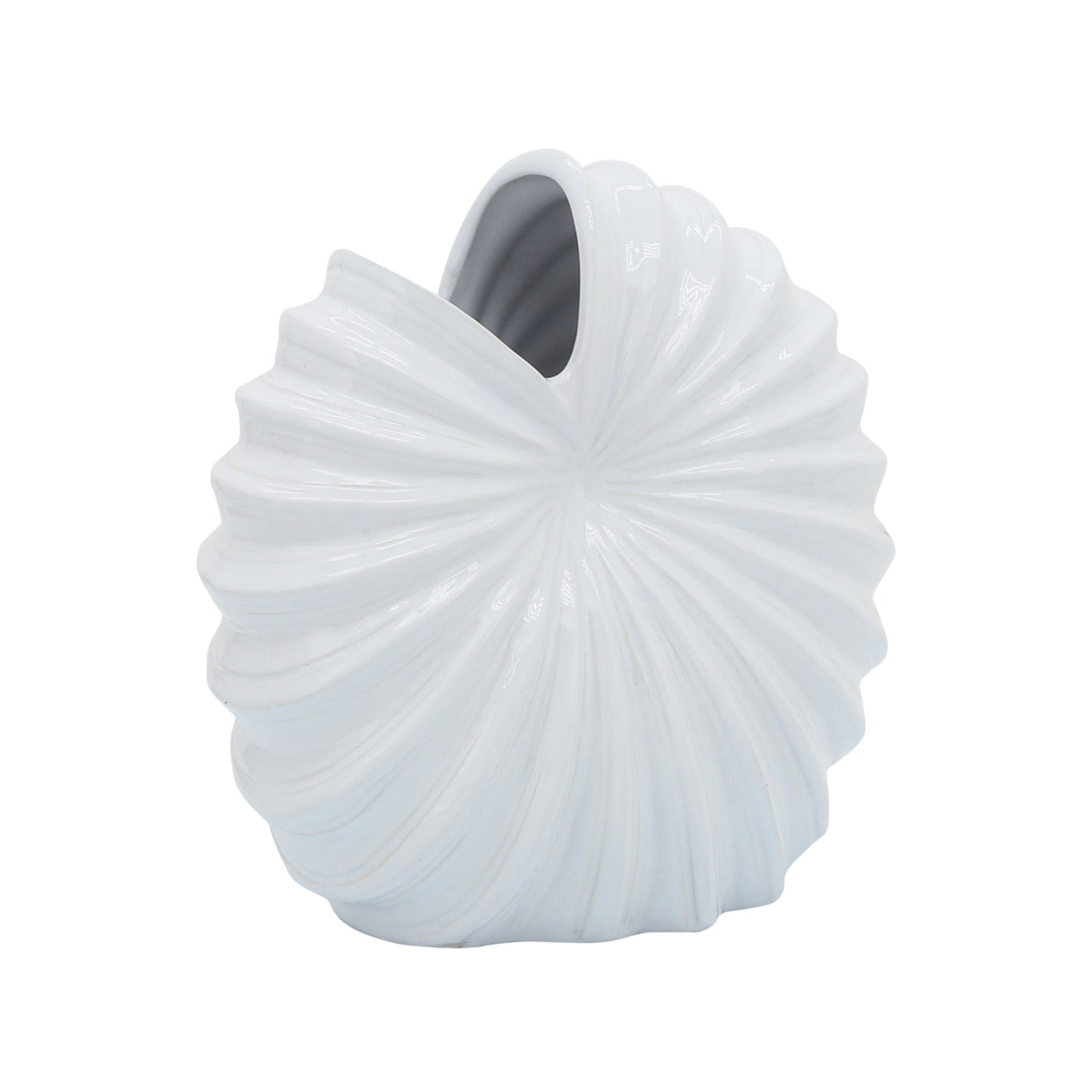 Cer, 10" Shell Vase, White