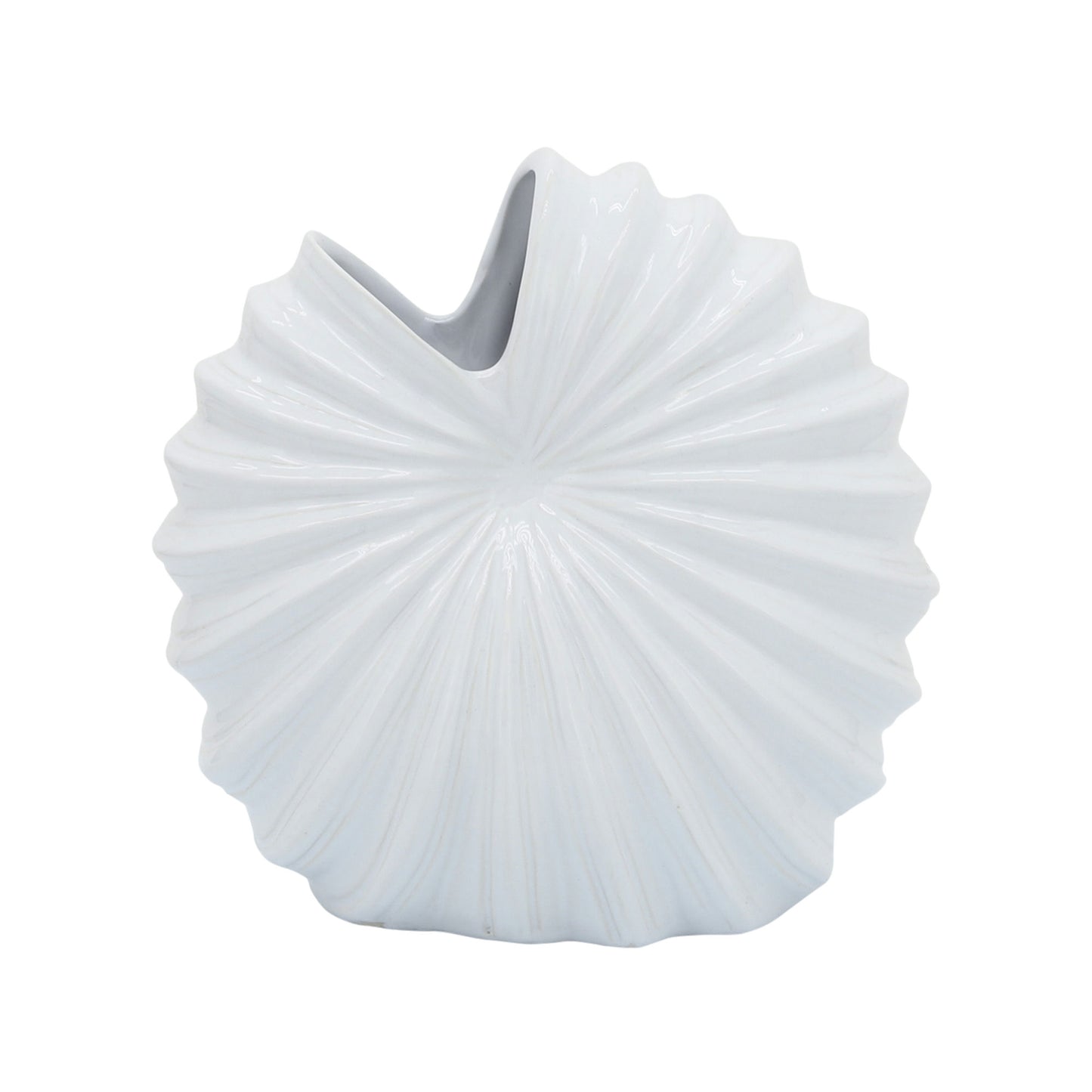 Cer, 10" Shell Vase, White