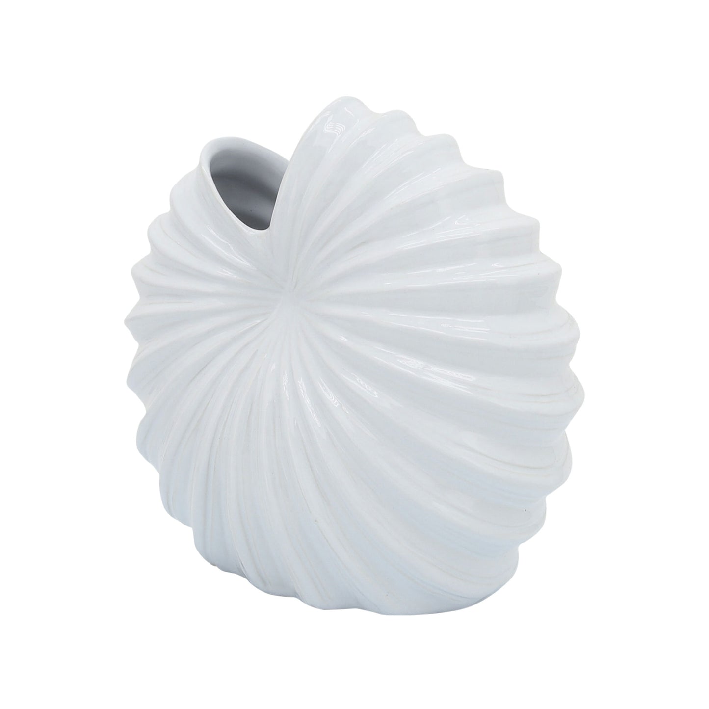 Cer, 10" Shell Vase, White