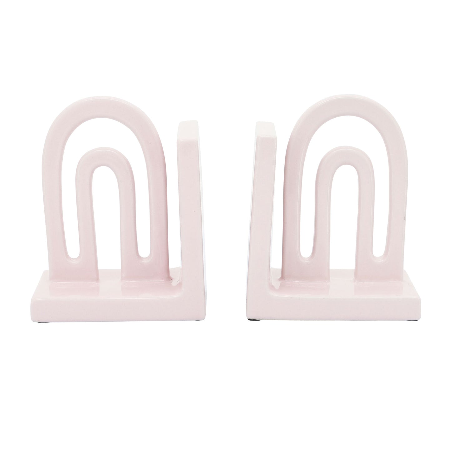 Cer,s/2 6" Arch Bookends, Blush