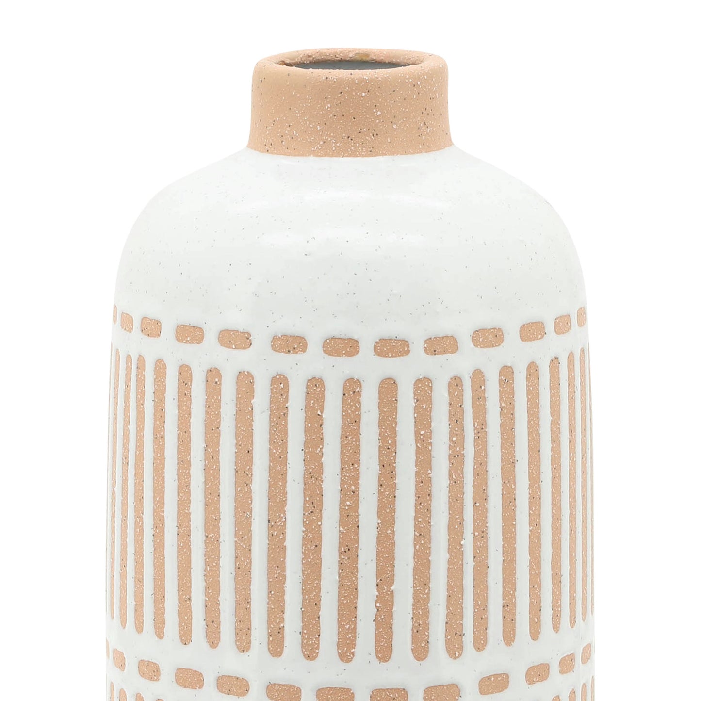 Cer, 12" Round Aztec Vase, Ivory