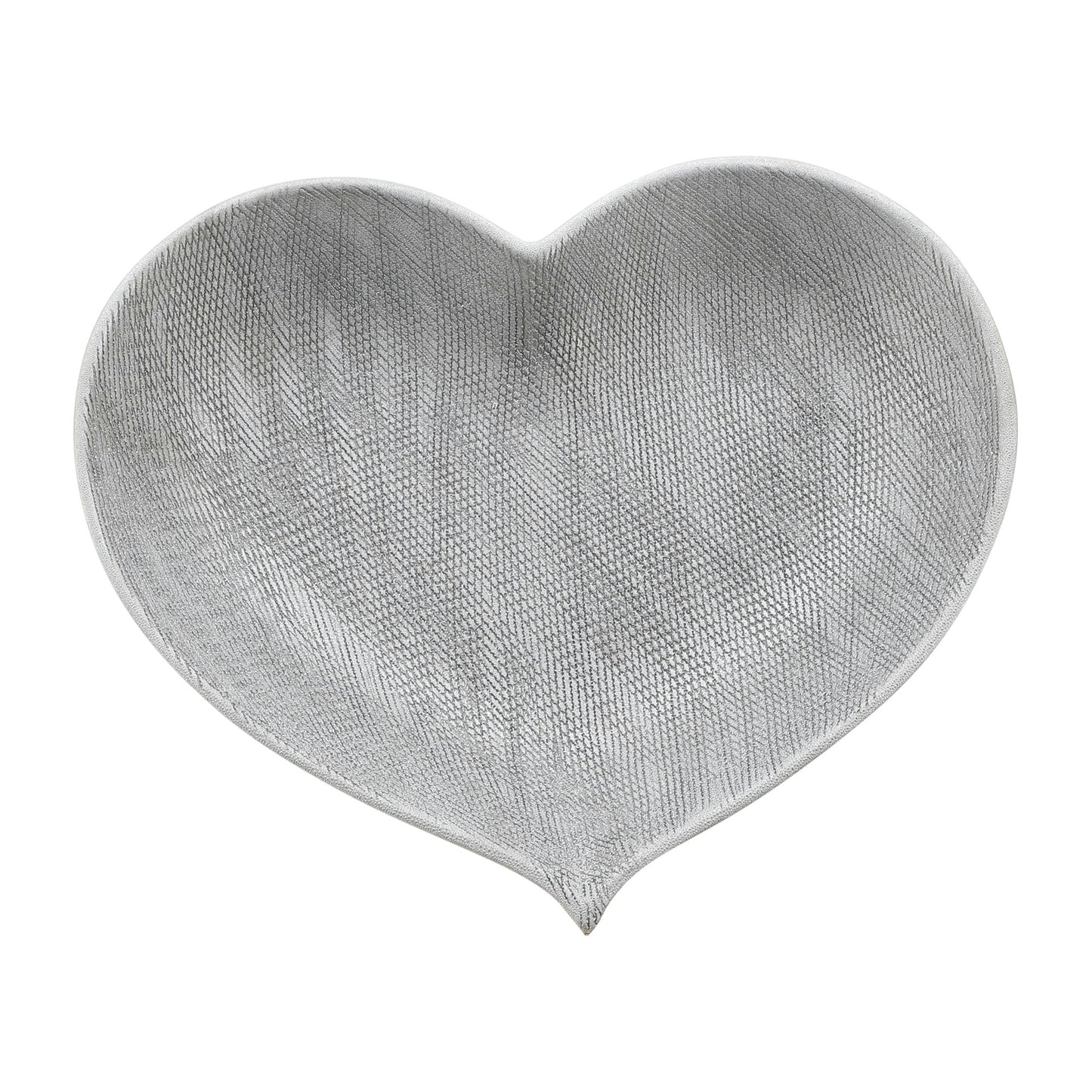 Cer, S/3 12/13/15" Scratched Heart Plates, Silver