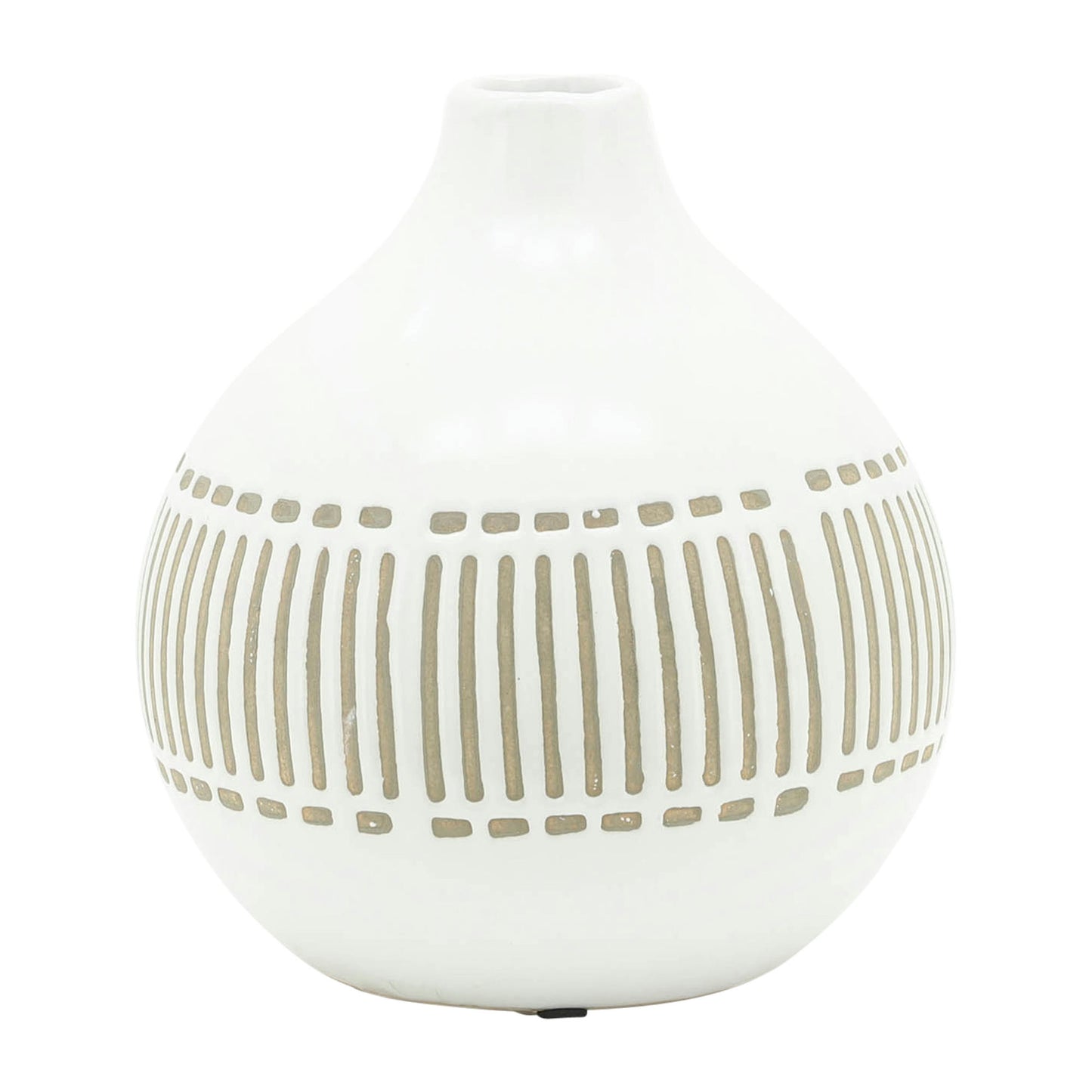 Cer, 7"h Round Aztec Vase, Gray