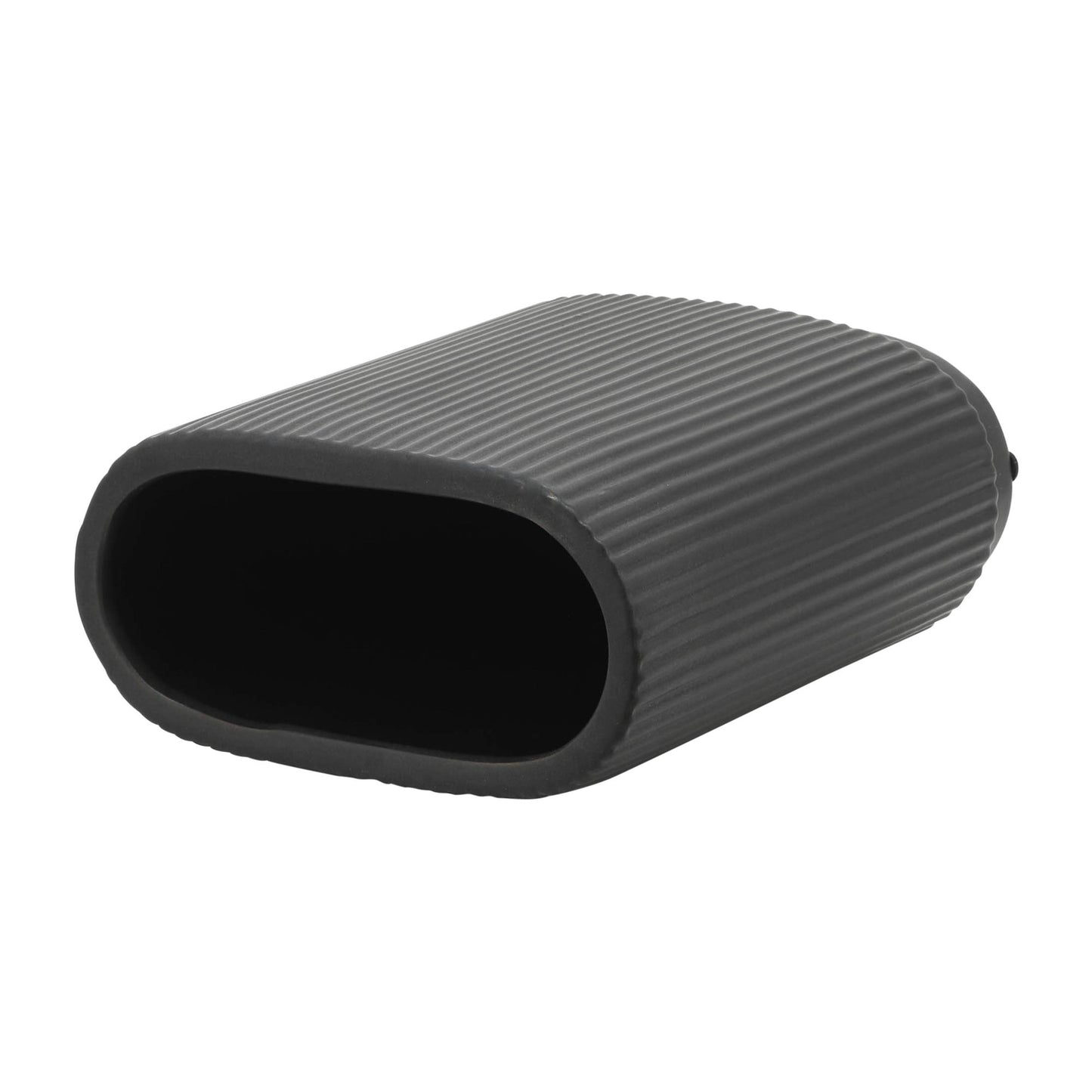 Cer, 8"h Ridged Vase, Black