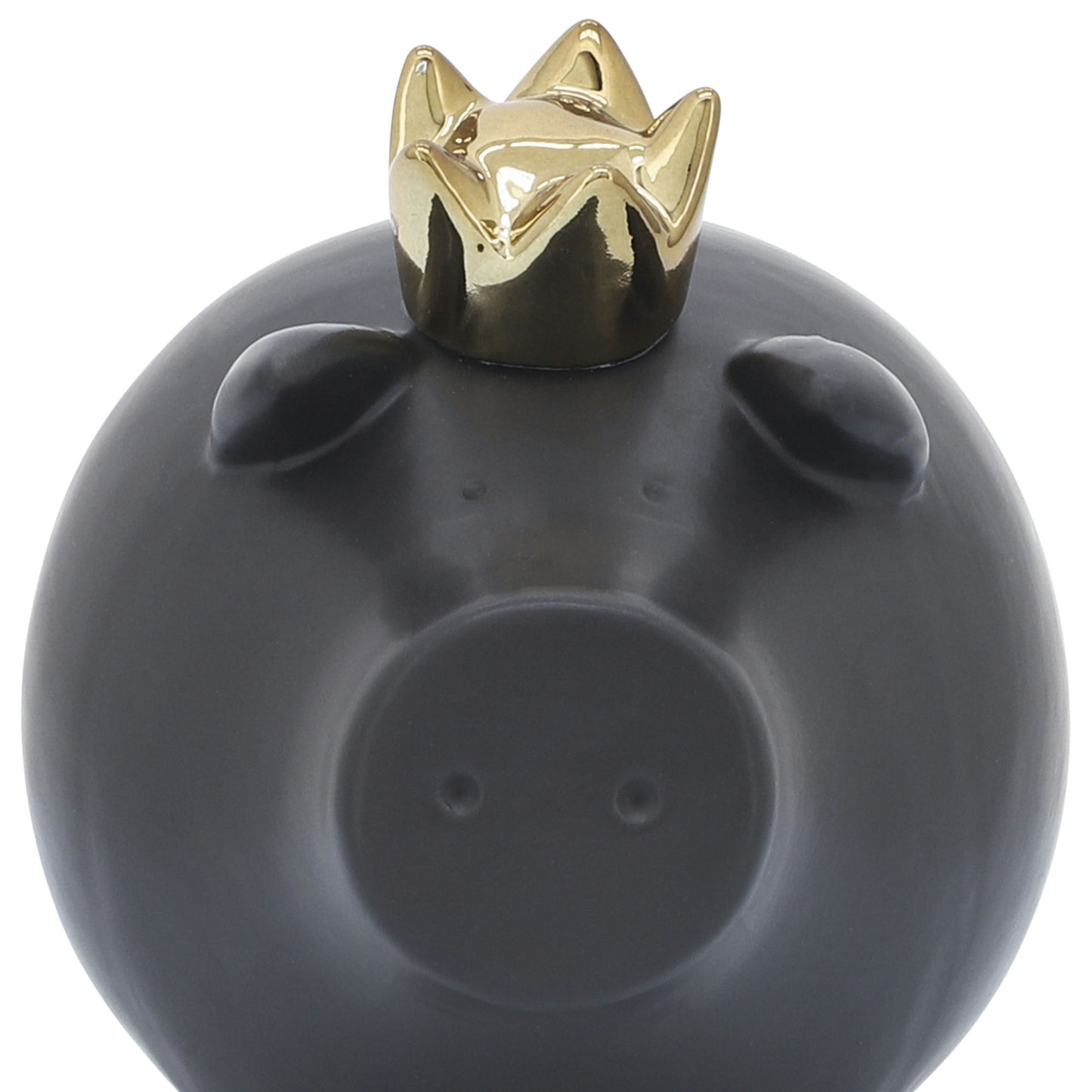 Cer, 6" Pig With Crown, Black