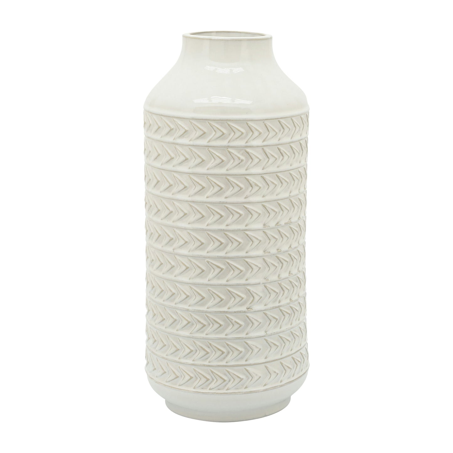 Cer, 16"h Aztec Vase, Ivory