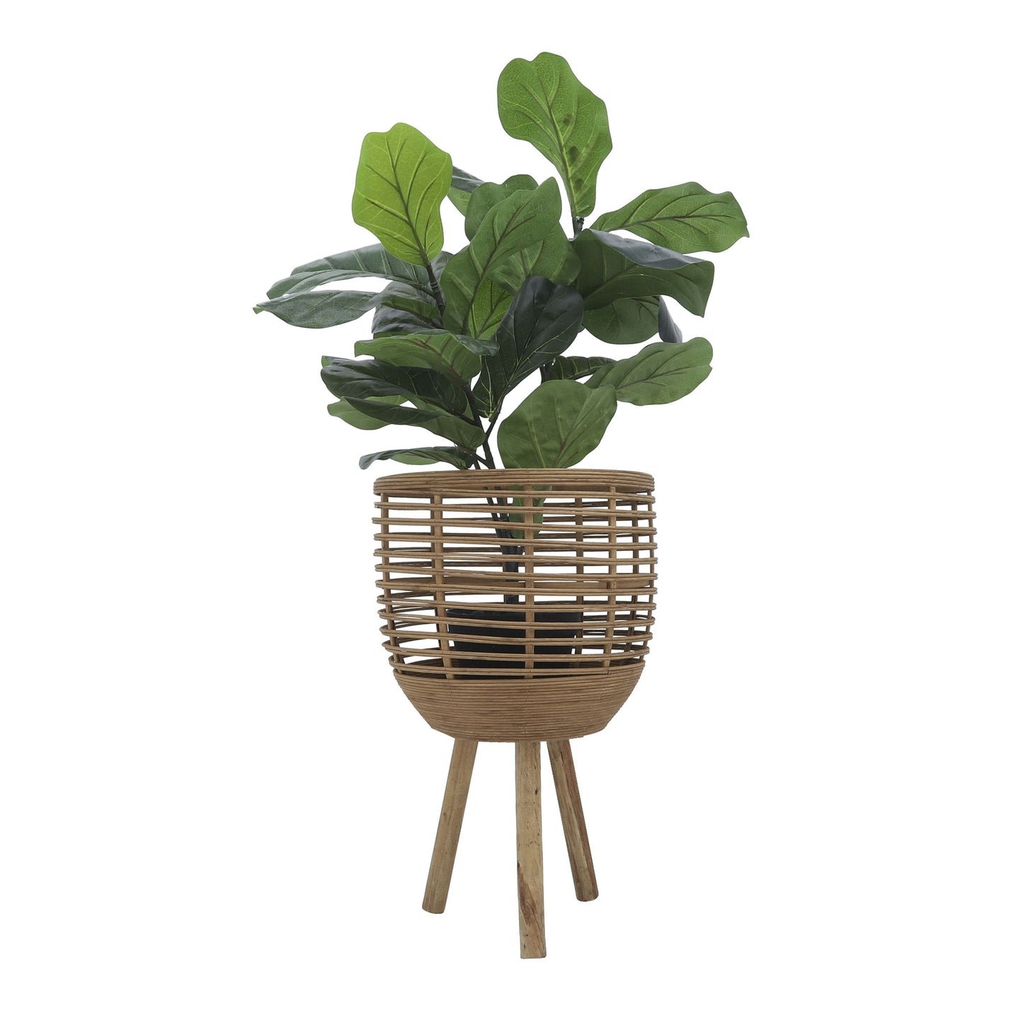 Bamboo, S/2 11/13"d Woven Planters, Brown
