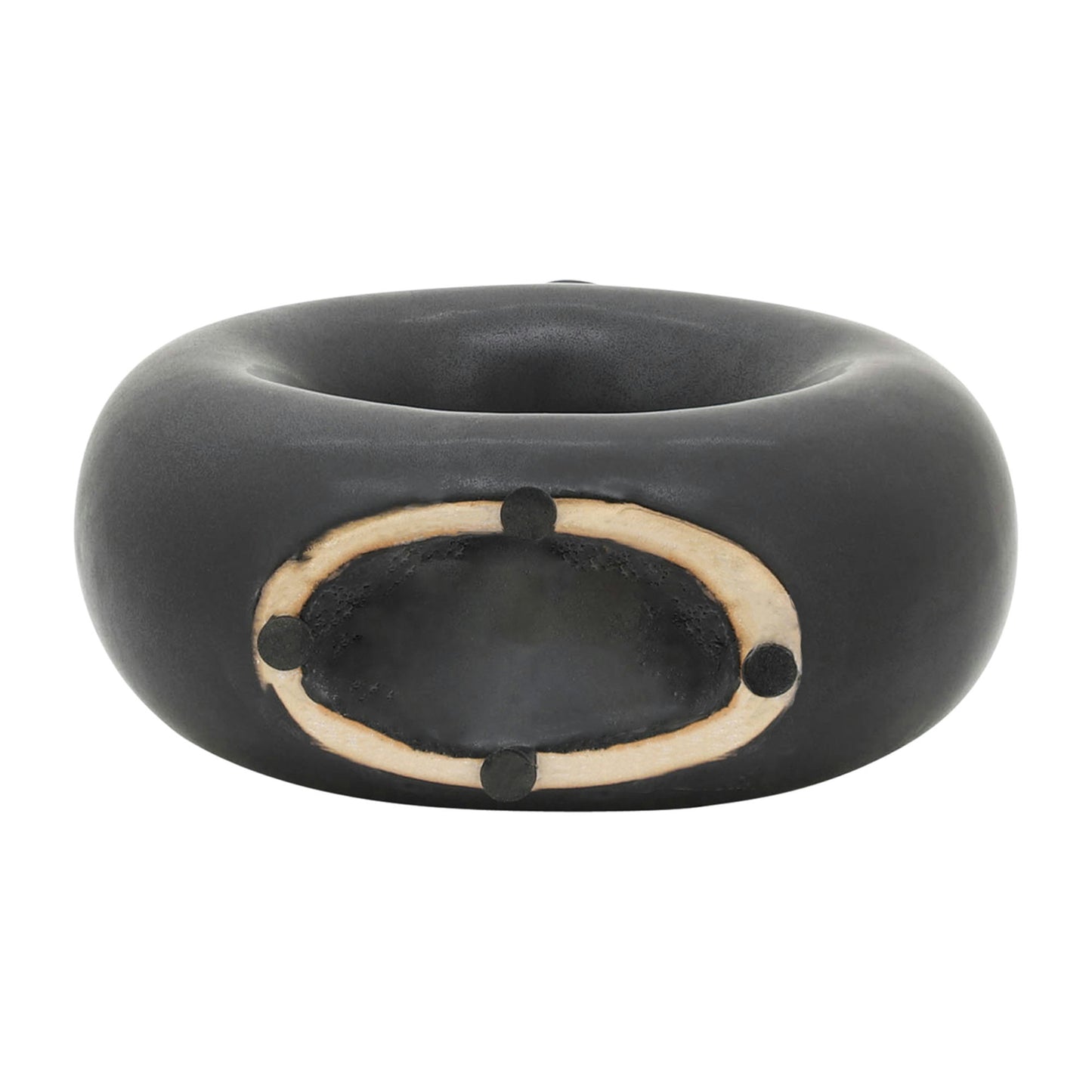 Cer, 8"h Round Cut-out Vase, Black