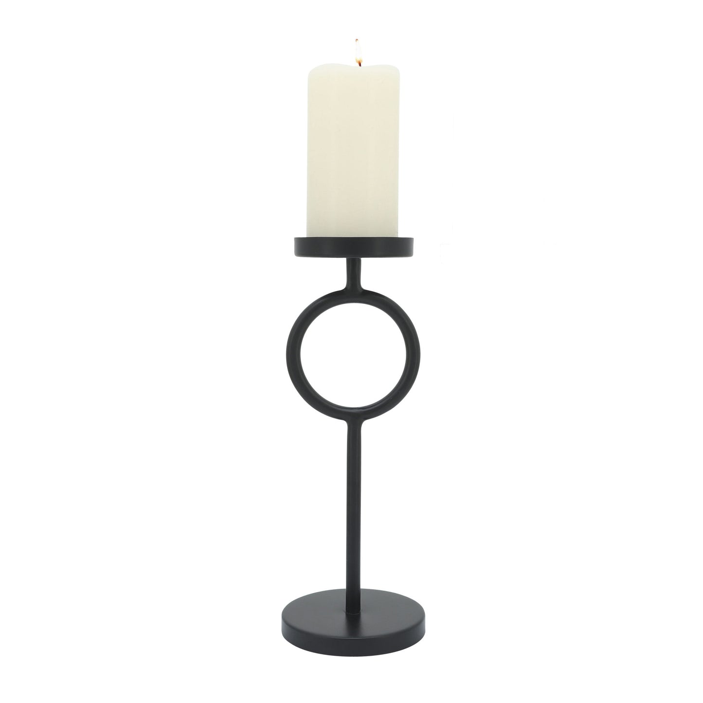 Metal, 13"h Ring Candle Holder, Black