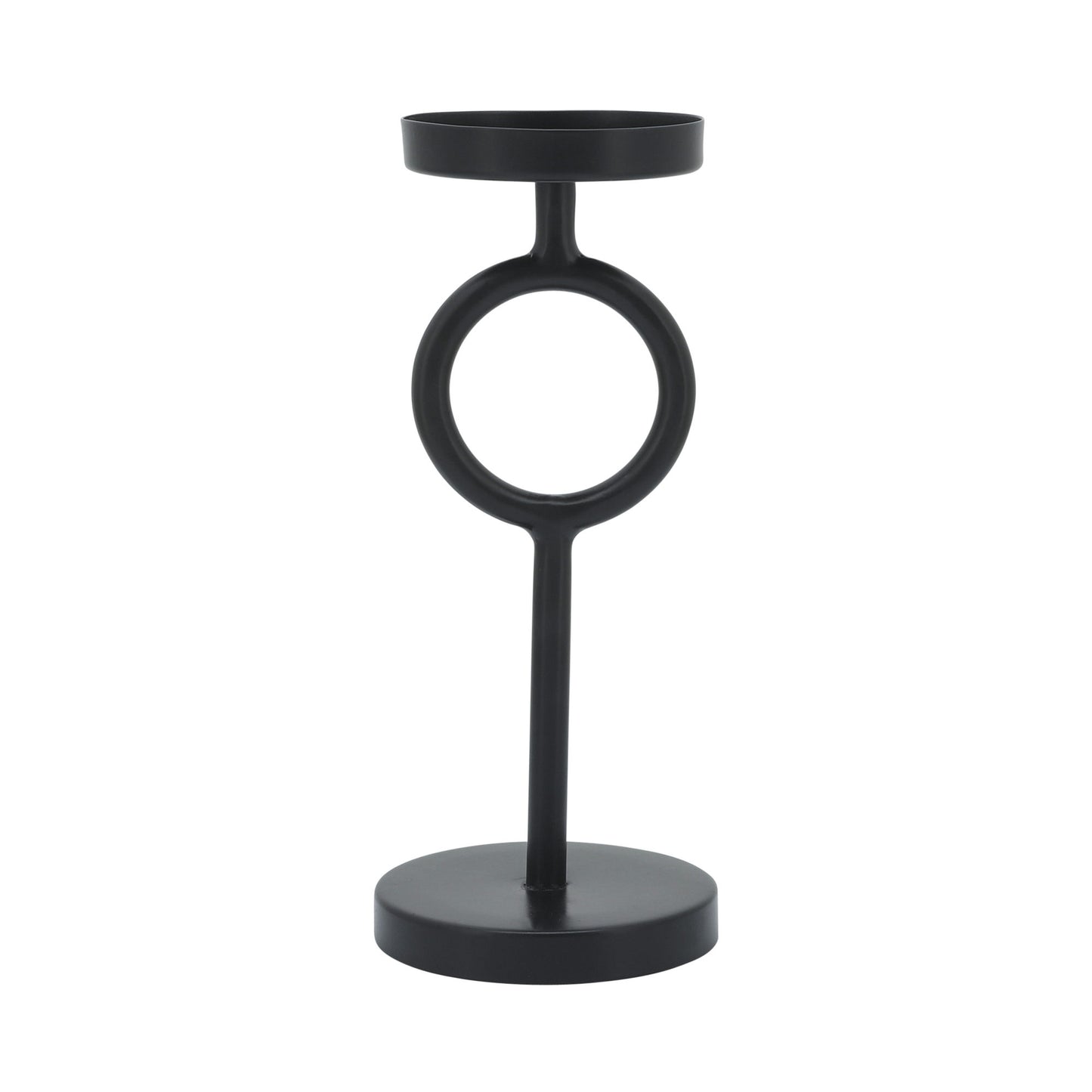Metal, 10"h Ring Candle Holder, Black