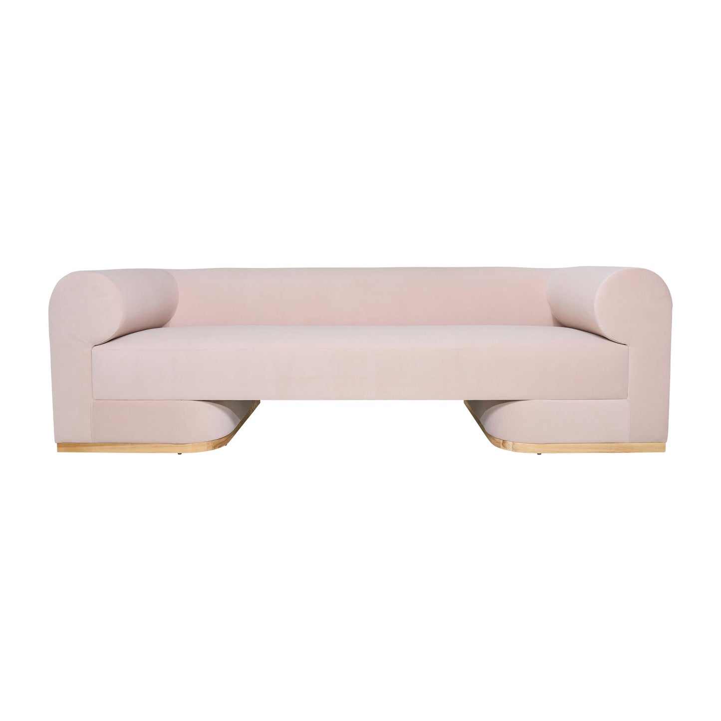 Modern Sofa - Oak Wood Base, Blush
