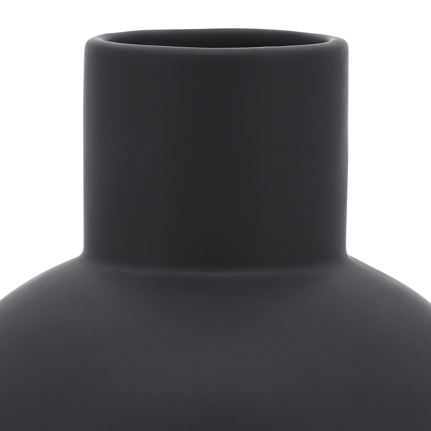 Cer, 8"h Bulbous Vase, Black