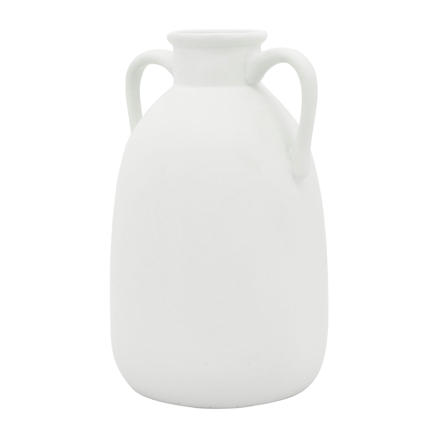 Cer, 10"h Eared Vase, White
