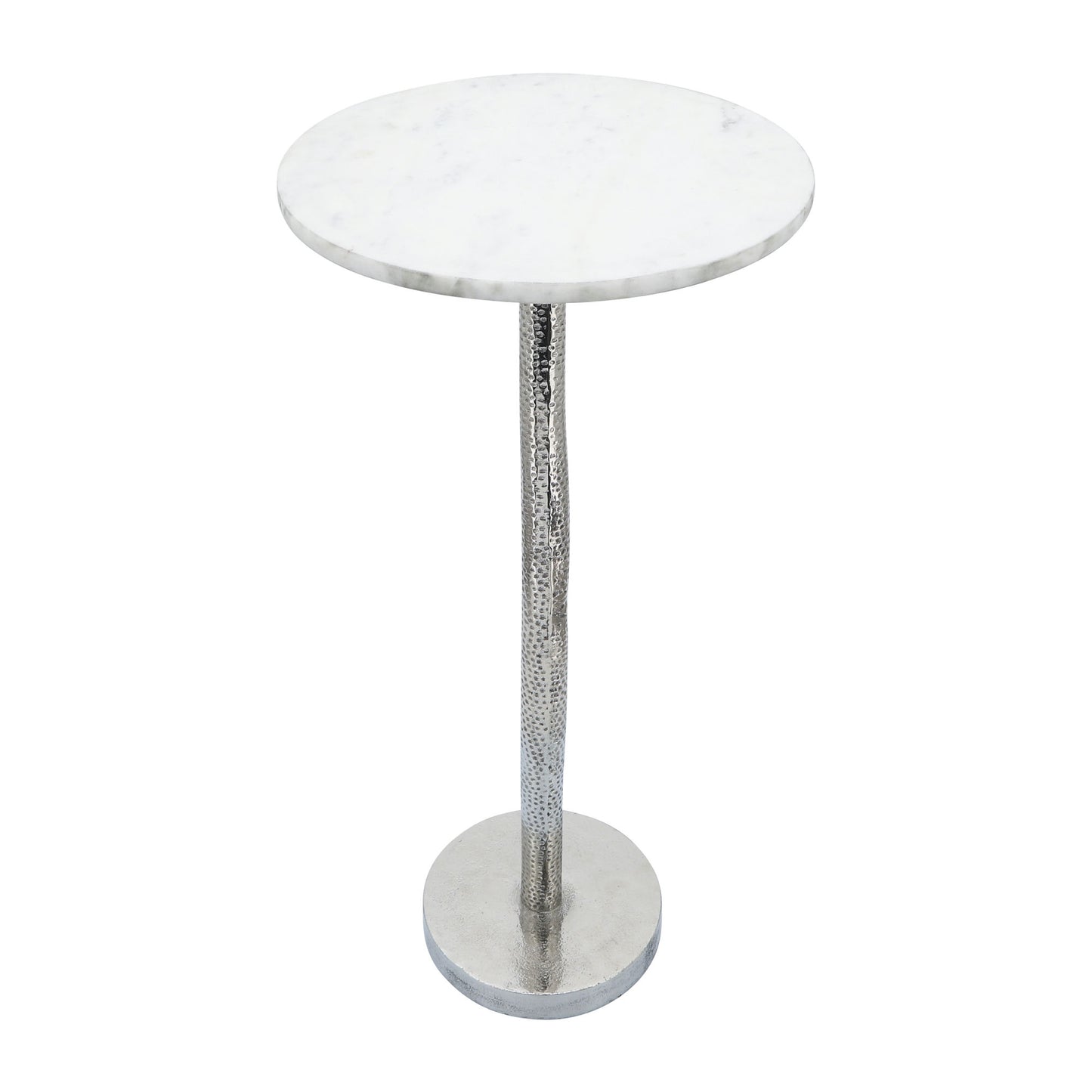 Metal, 24"h Round Drink Table - Flat Base, Silver/