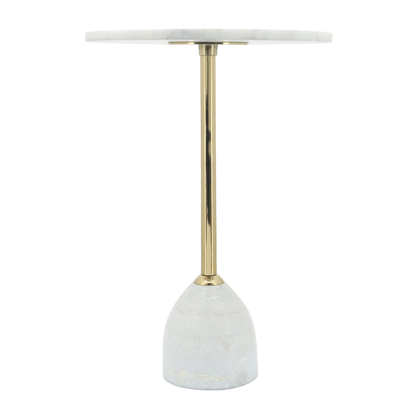 Marble/metal, 20"h Side Table, White/gold Kd