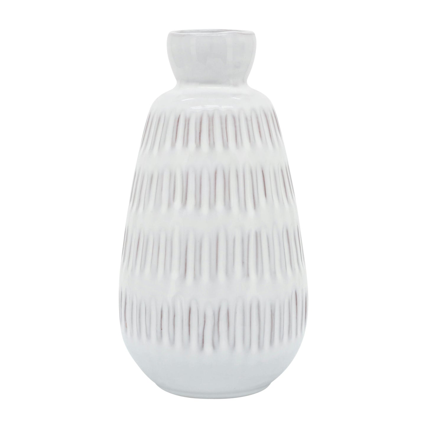 Cer, 8"h Dimpled Vase, White