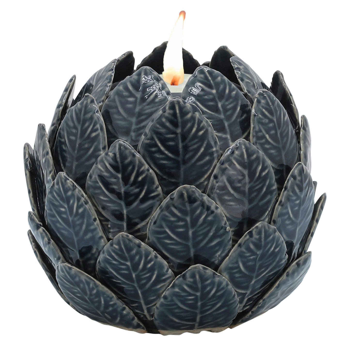Cer, 6" Lotus Ball Votive Holder, Blue