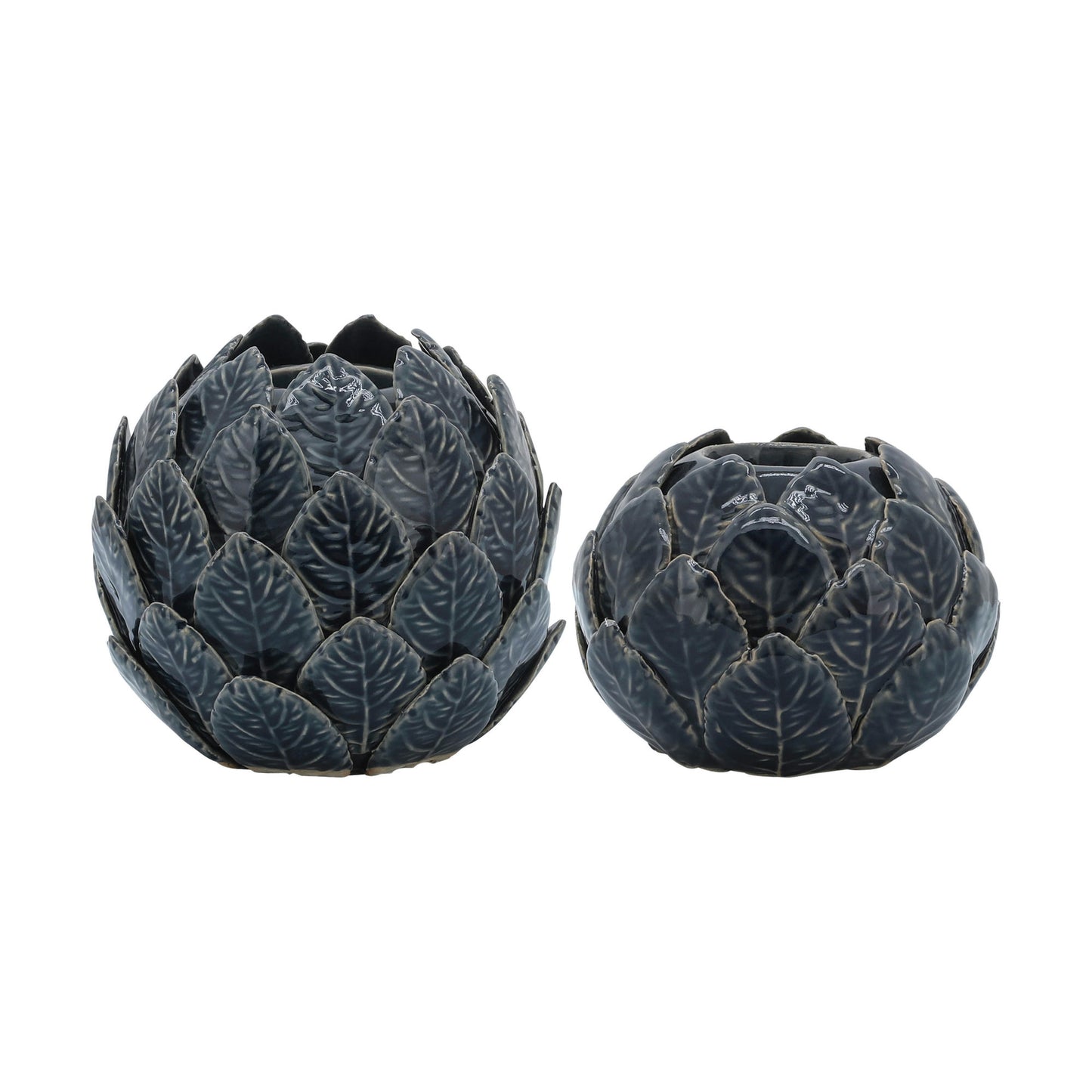 Cer, 6" Lotus Ball Votive Holder, Blue