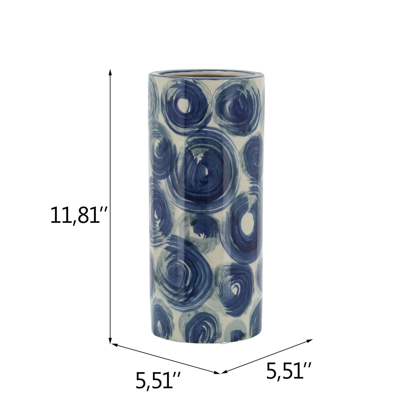 Cer, 12" Cylinder Vase, Blue