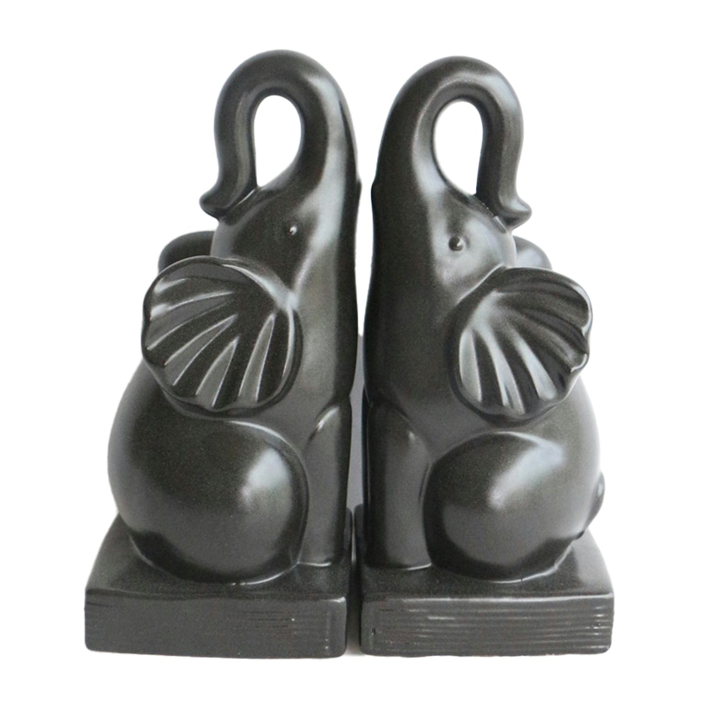 Cer, S/2 8"h Elephant Bookends, Black