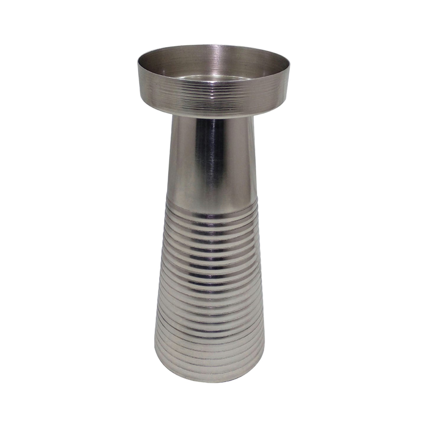 Metal, 10"h Striped Pillar, Silver