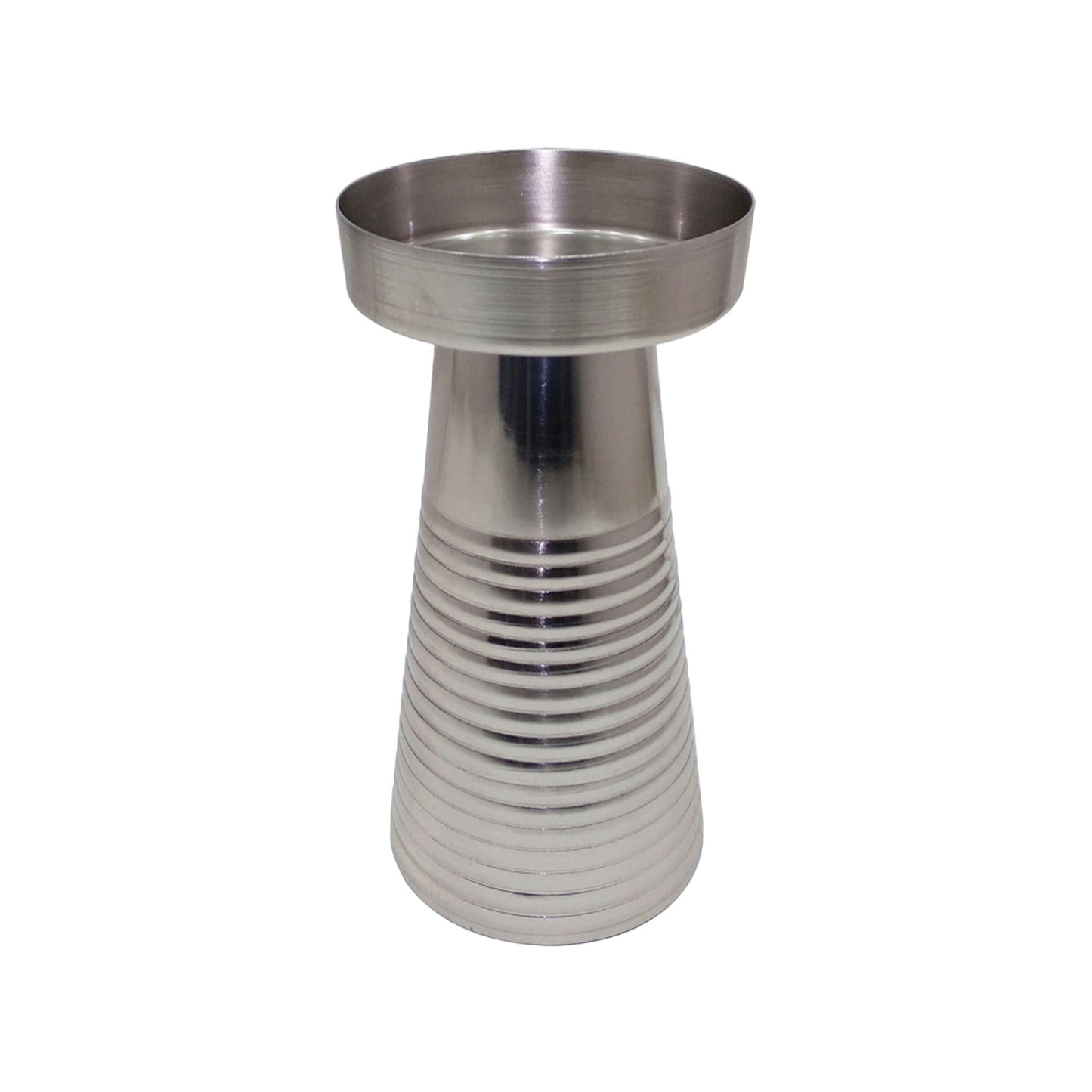 Metal, 8"h Striped Pillar, Silver