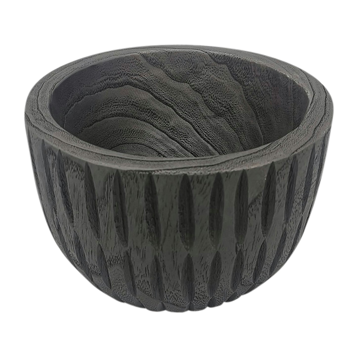 Wood, 8" Ridged Bowl, Black