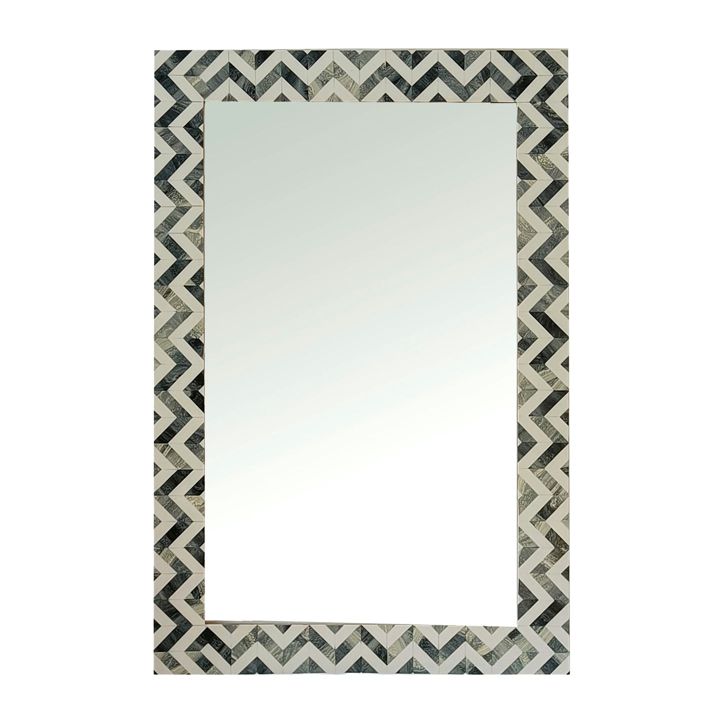 Resin 24x36 Chevron Rect Mirror Gray/wht