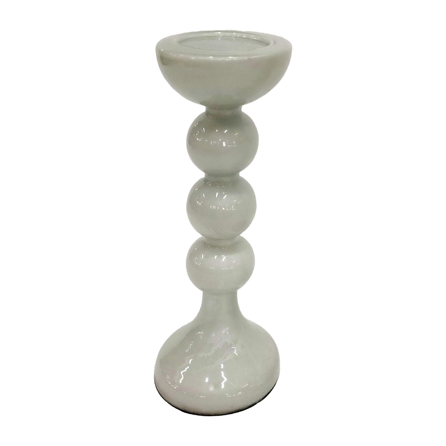 Glass,13"h,bubbly Candle Holder,white