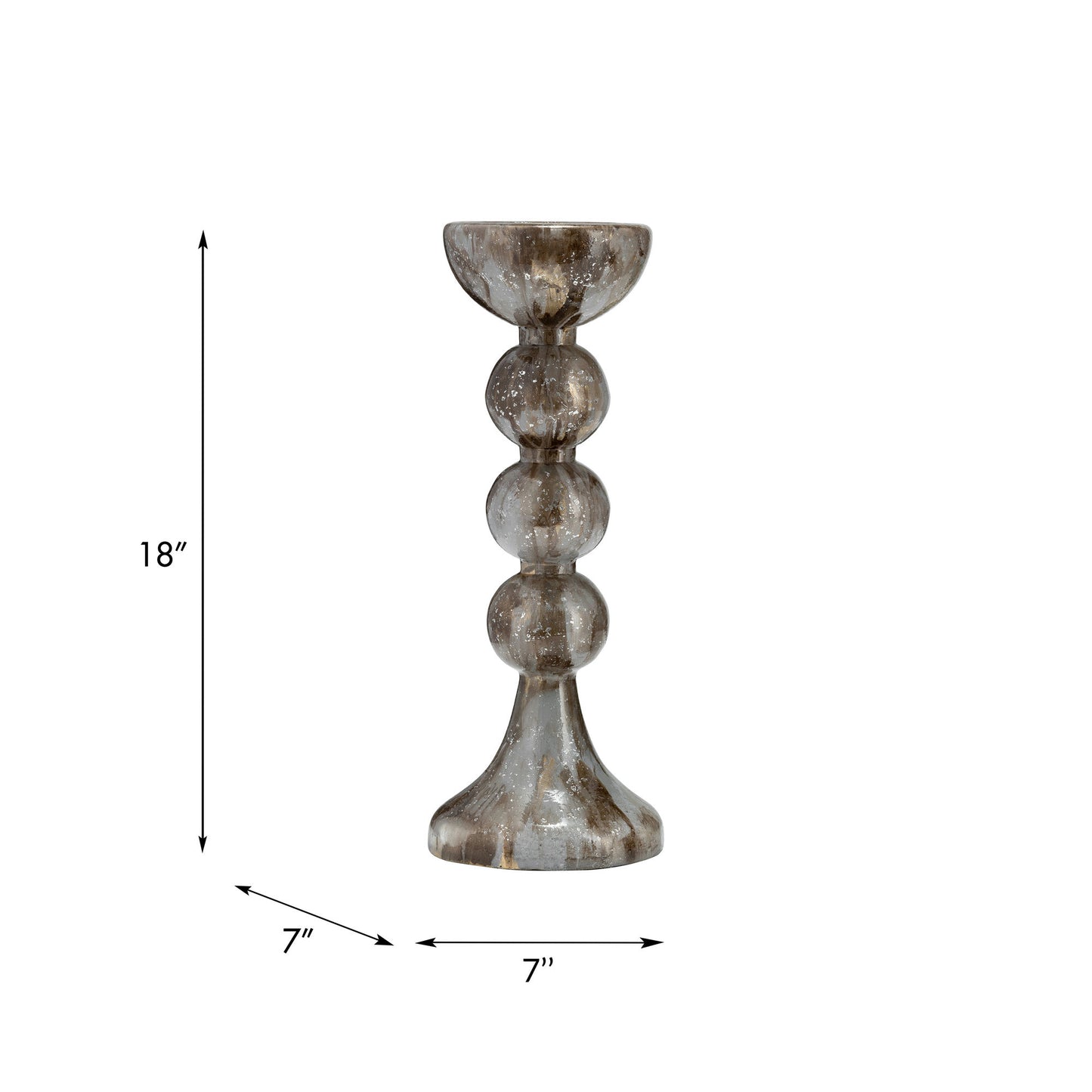 Glass, 18"h, Bubbly Candle Holder, Brown