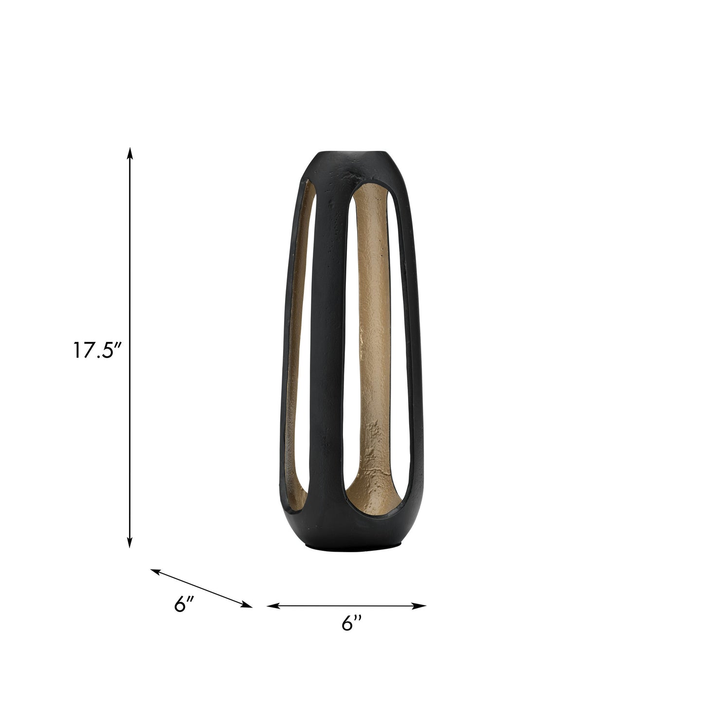 Metal,18"h,open Vase,matte Black