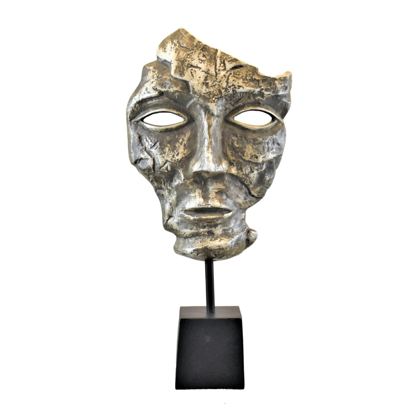 Metal,21"abstract Face Sculpture,aged Clay