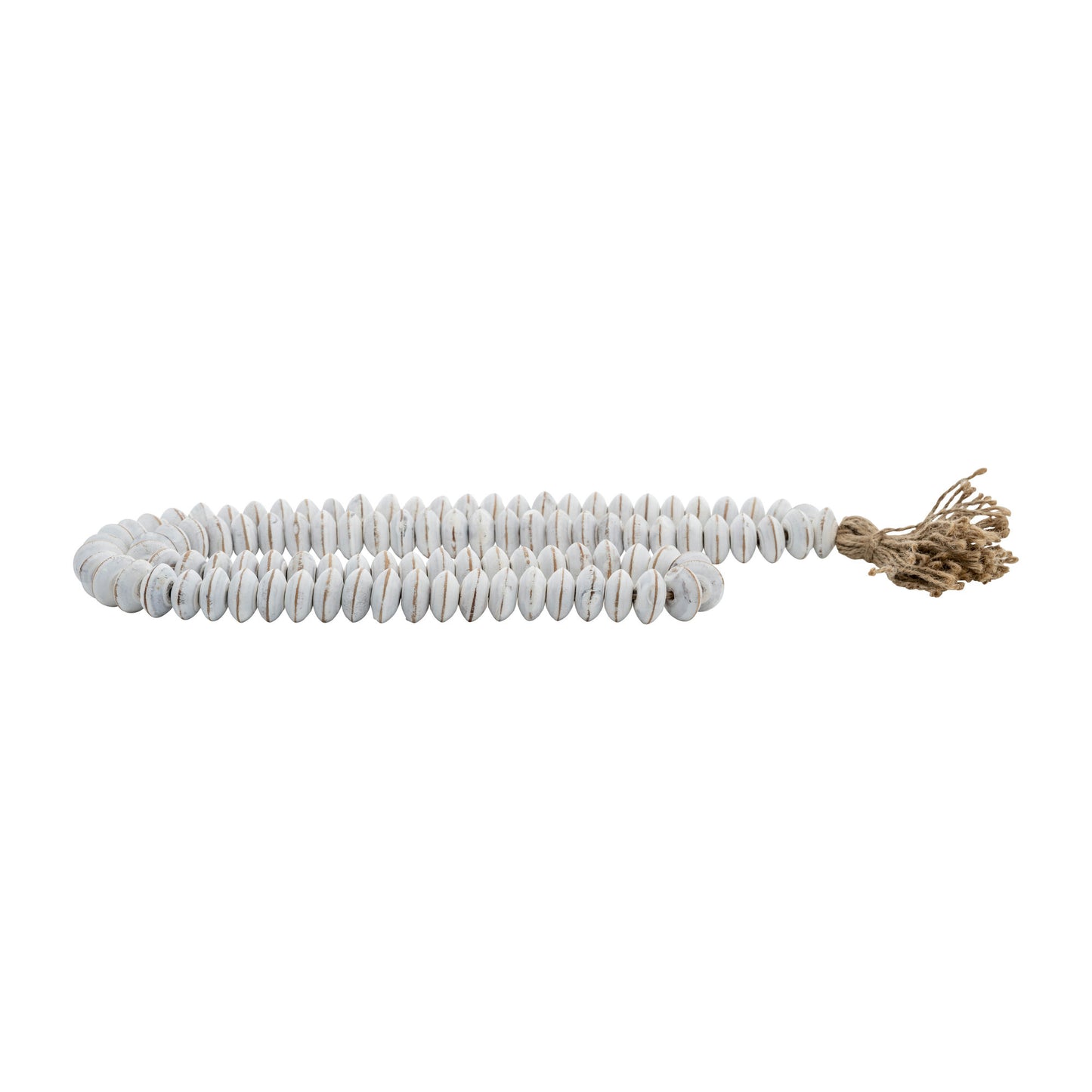 Wood, 26" Flat Beads Garland, White